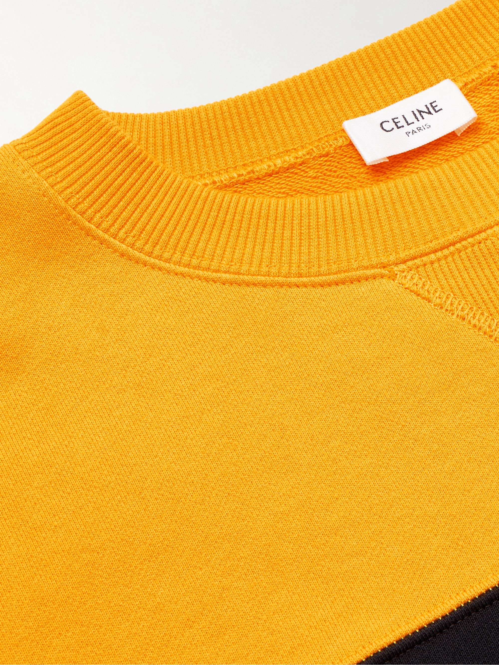 CELINE Logo-Print Colour-Block Cotton-Blend Jersey Sweatshirt