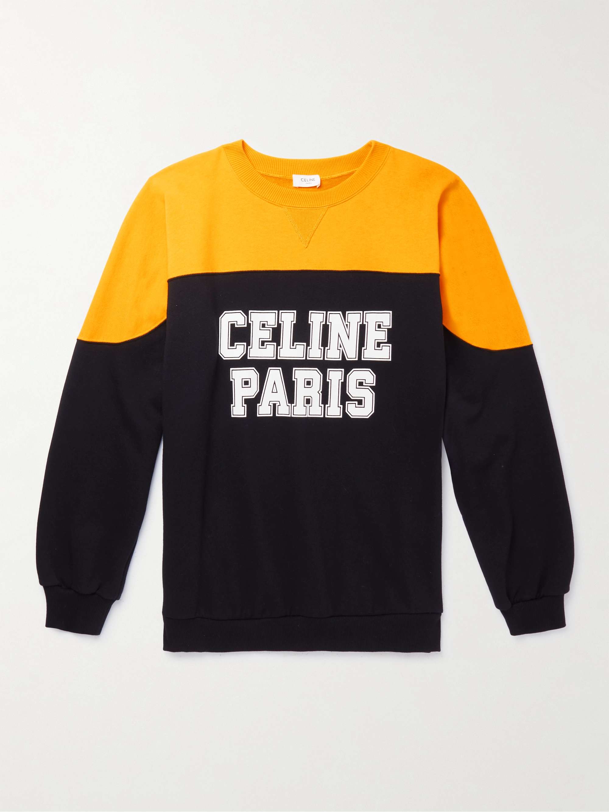 CELINE HOMME Logo-Print Colour-Block Cotton-Blend Jersey Sweatshirt