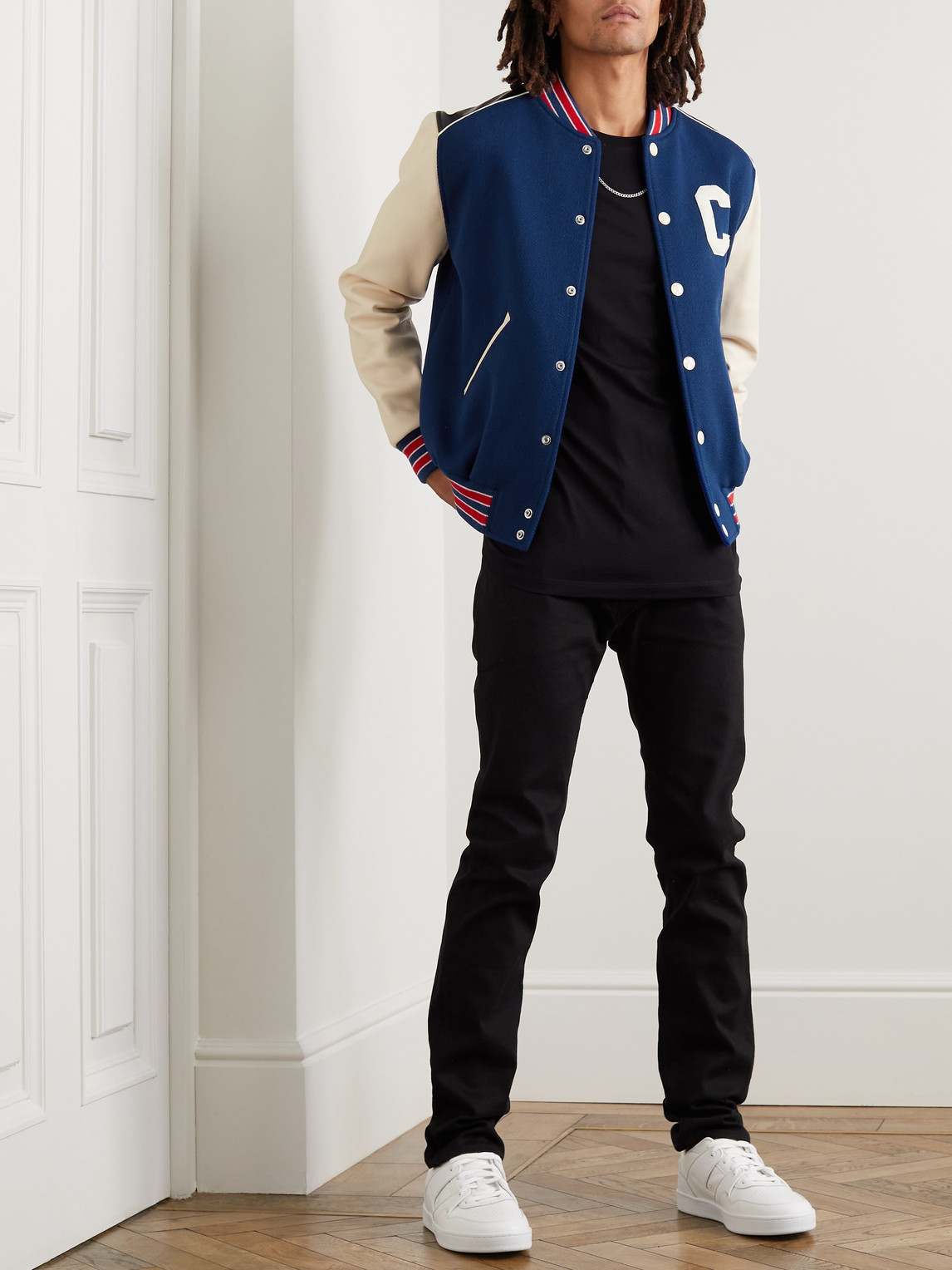 Logo-Appliquéd Wool-Blend and Leather Varsity Jacket — 2
