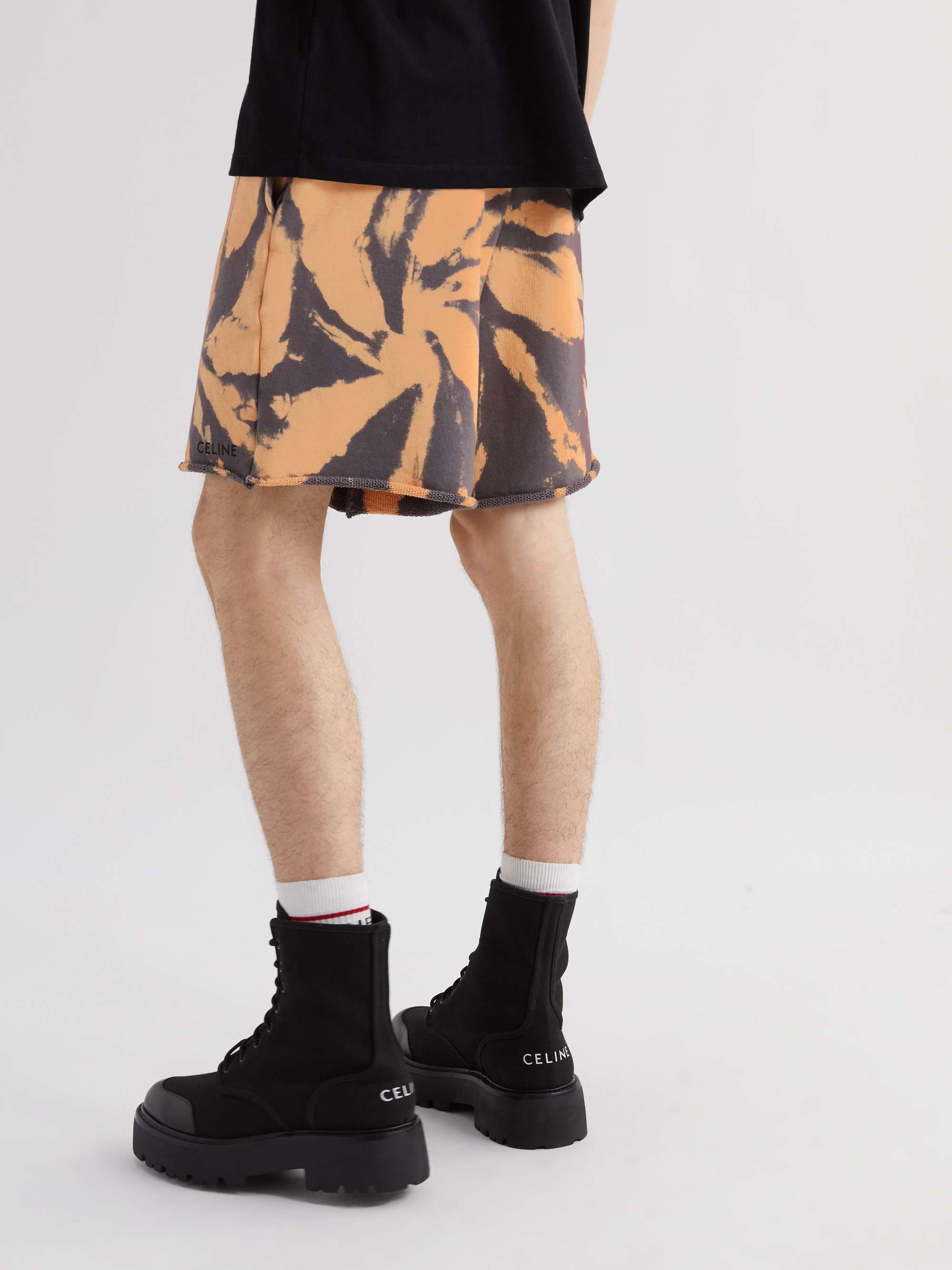 CELINE HOMME Tie-Dyed Cotton-Jersey Drawstring Shorts