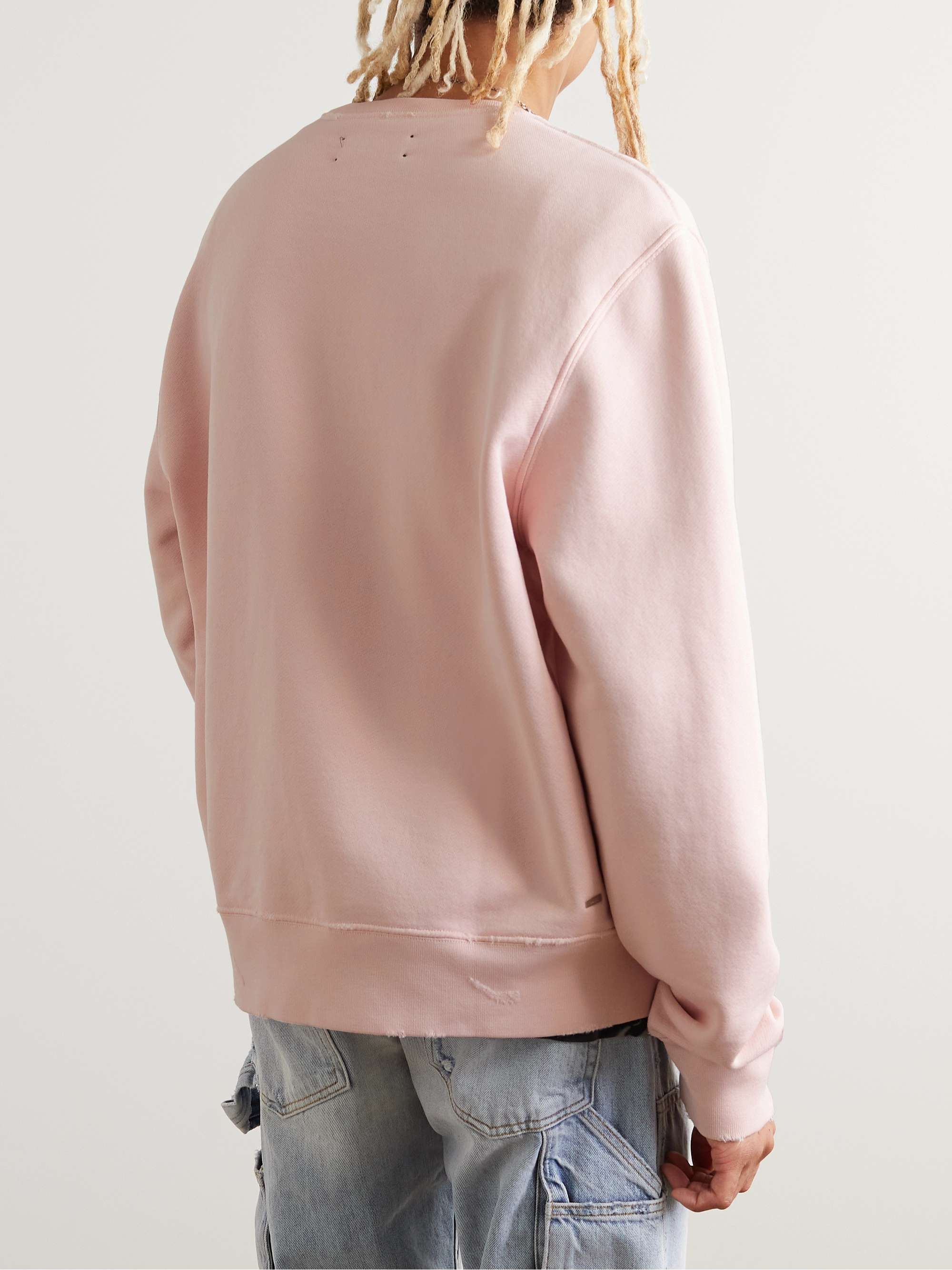 AMIRI Logo-Appliquéd Distressed Cotton-Jersey Sweatshirt