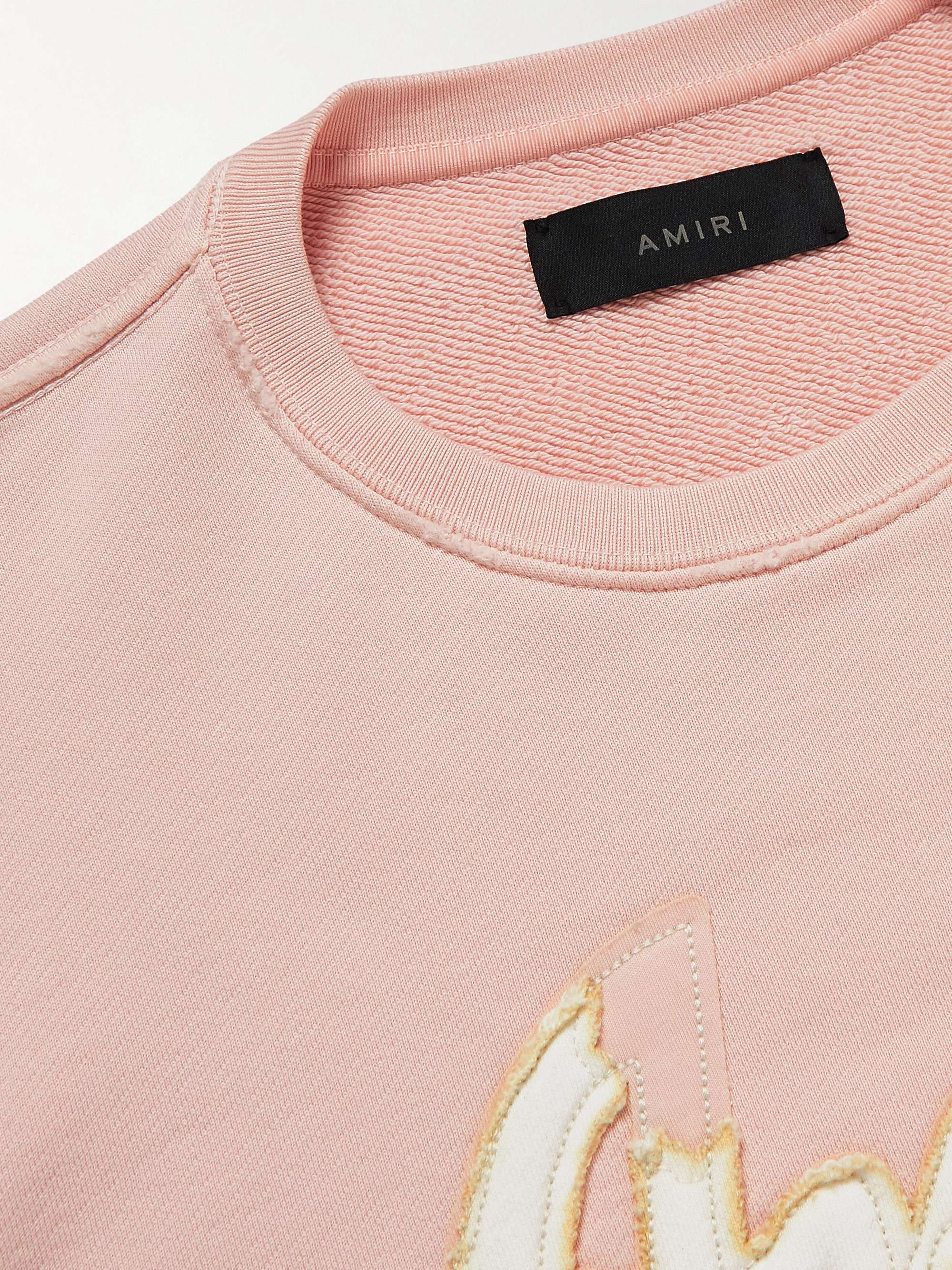 AMIRI Logo-Appliquéd Distressed Cotton-Jersey Sweatshirt