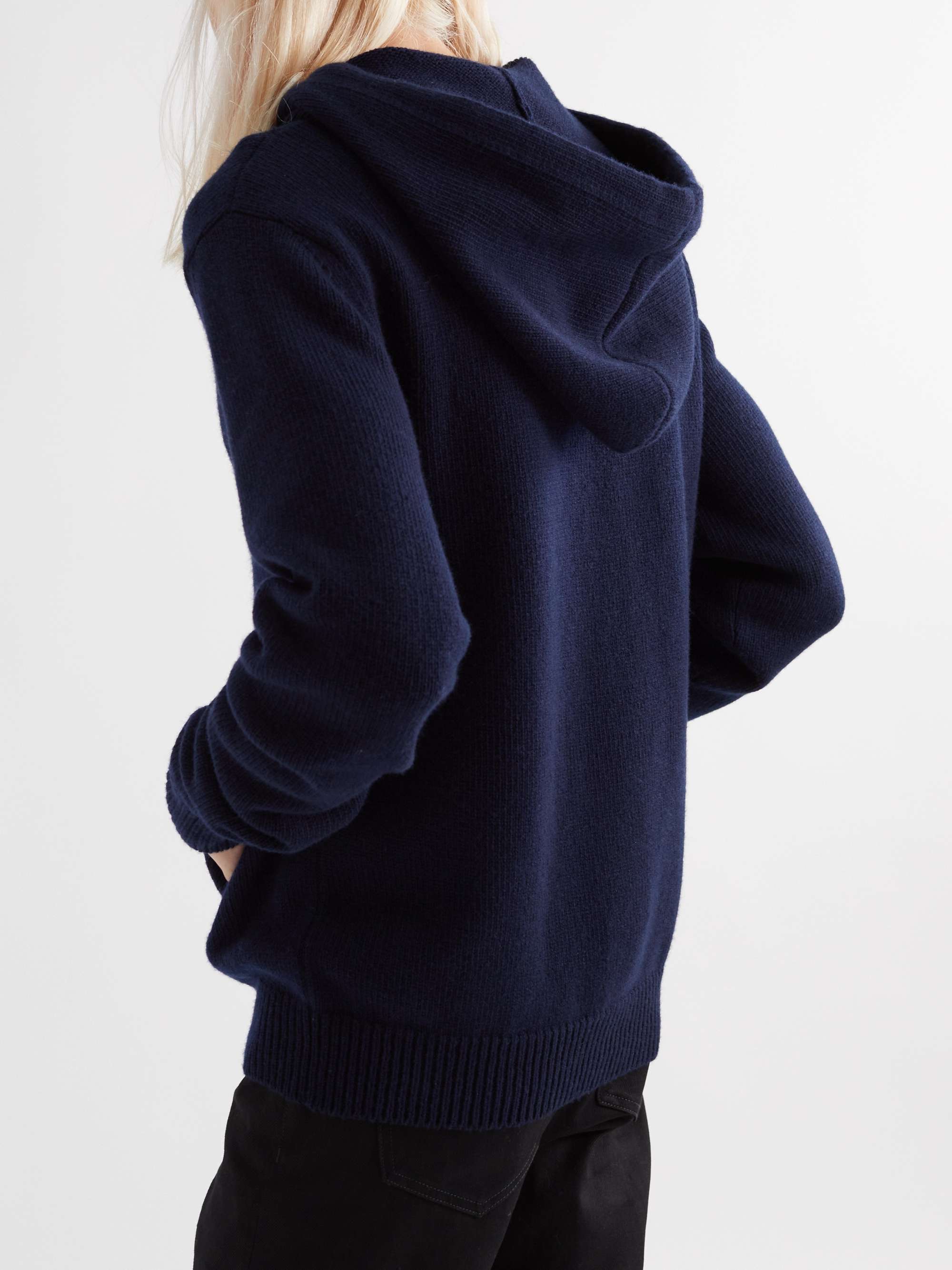 CELINE HOMME Logo-Embroidered Wool and Cashmere-Blend Hoodie