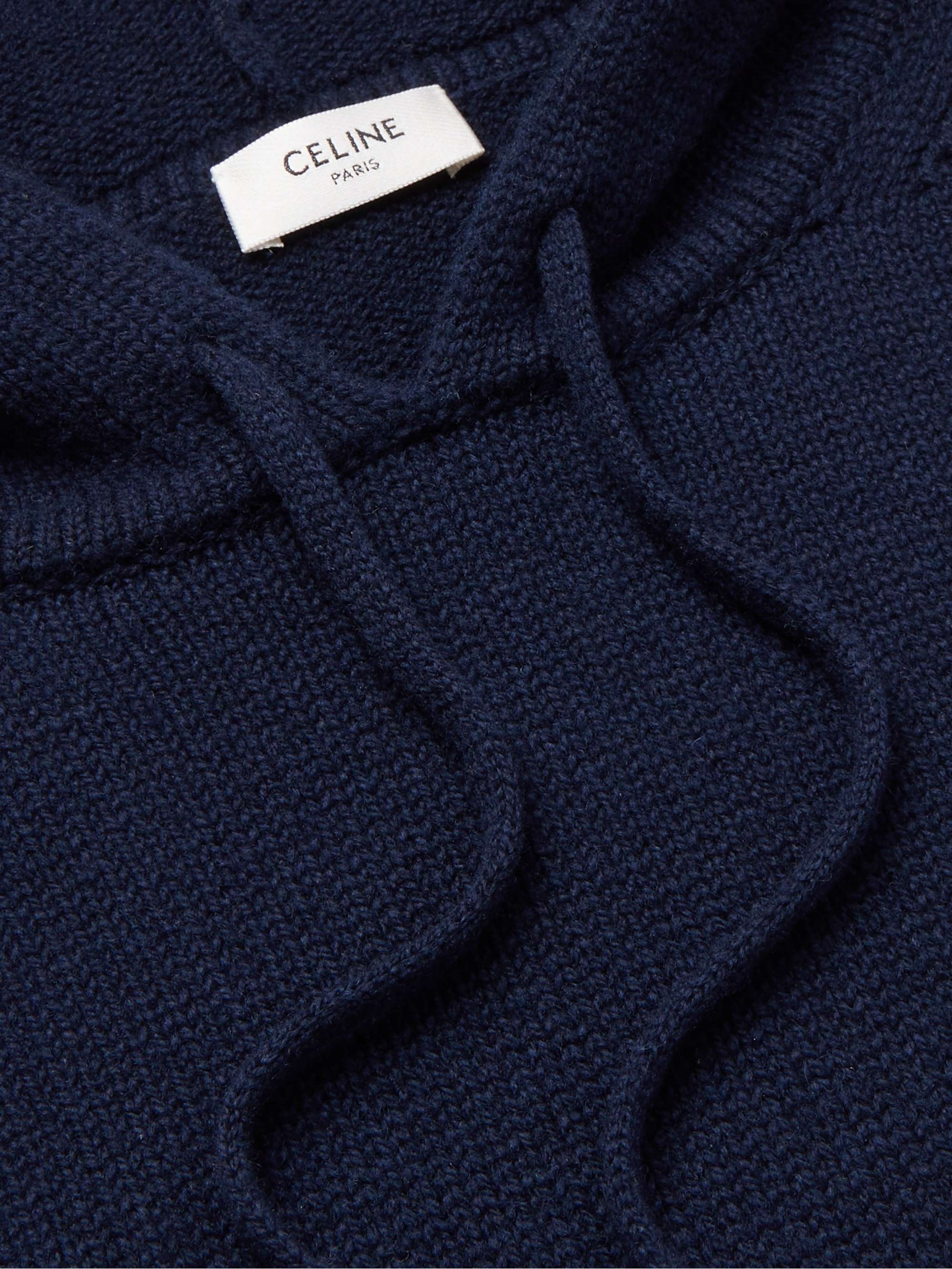 CELINE Logo-Embroidered Wool and Cashmere-Blend Hoodie