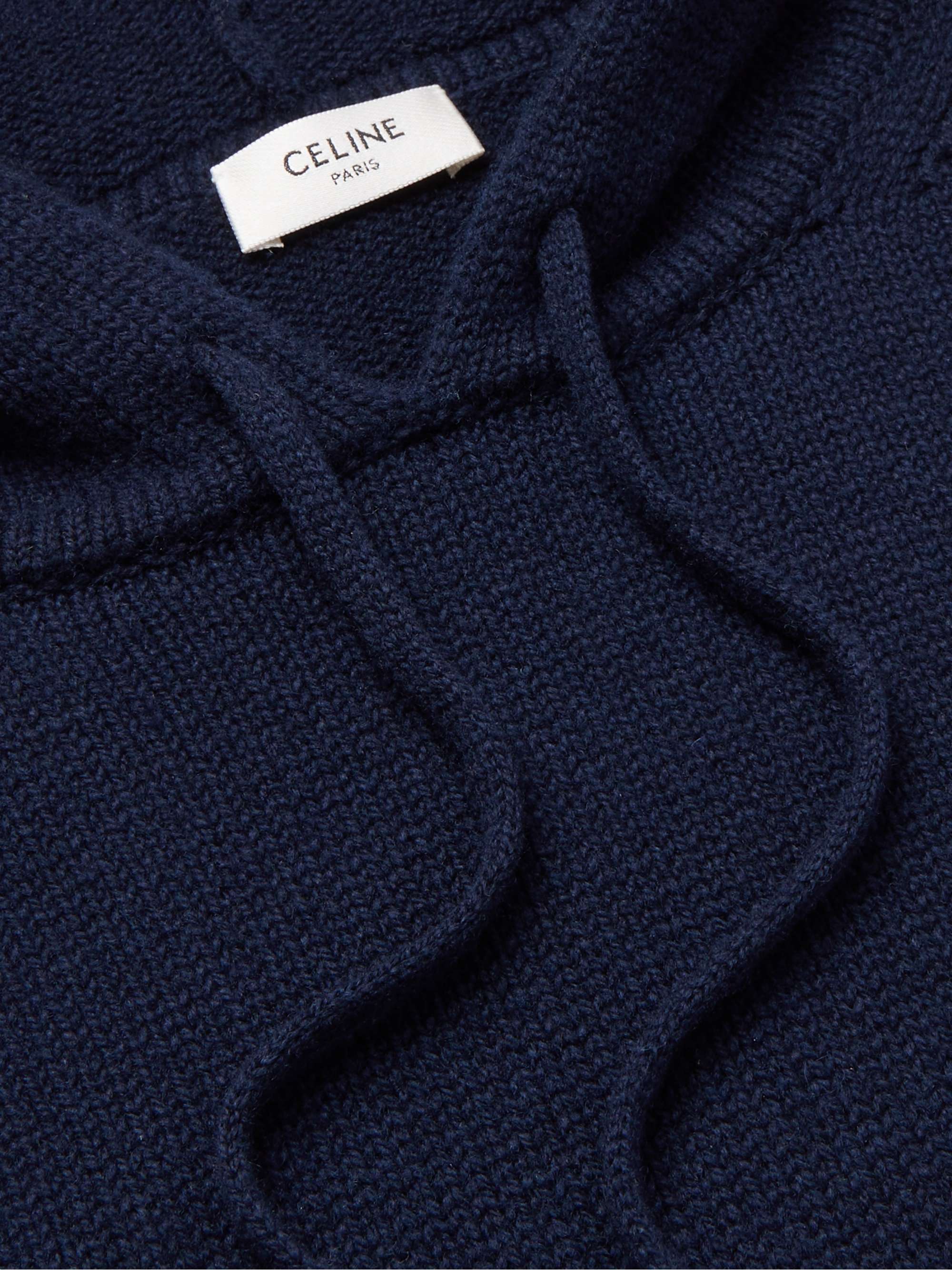 CELINE HOMME Logo-Embroidered Wool and Cashmere-Blend Hoodie