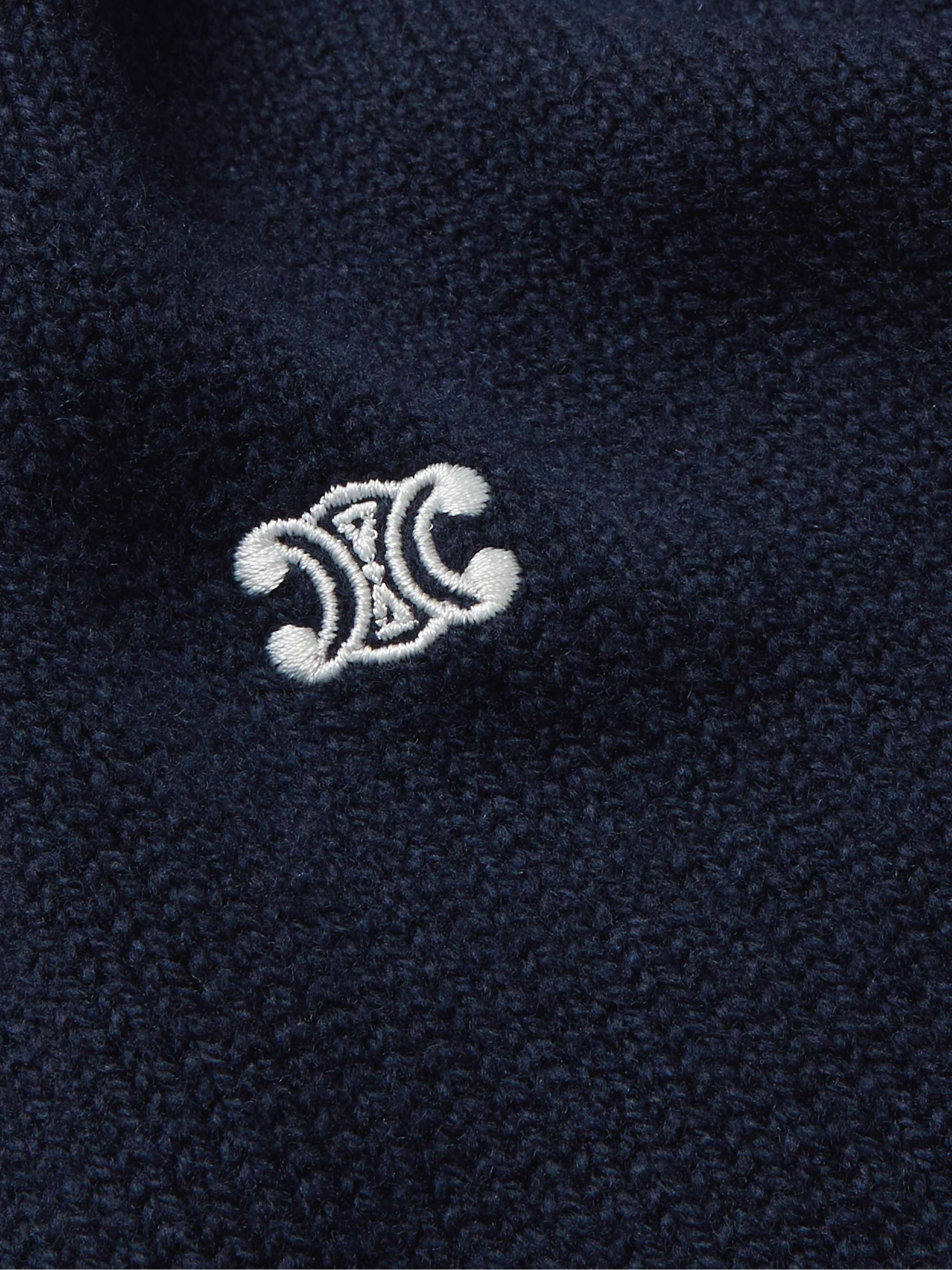 CELINE HOMME Logo-Embroidered Wool and Cashmere-Blend Hoodie