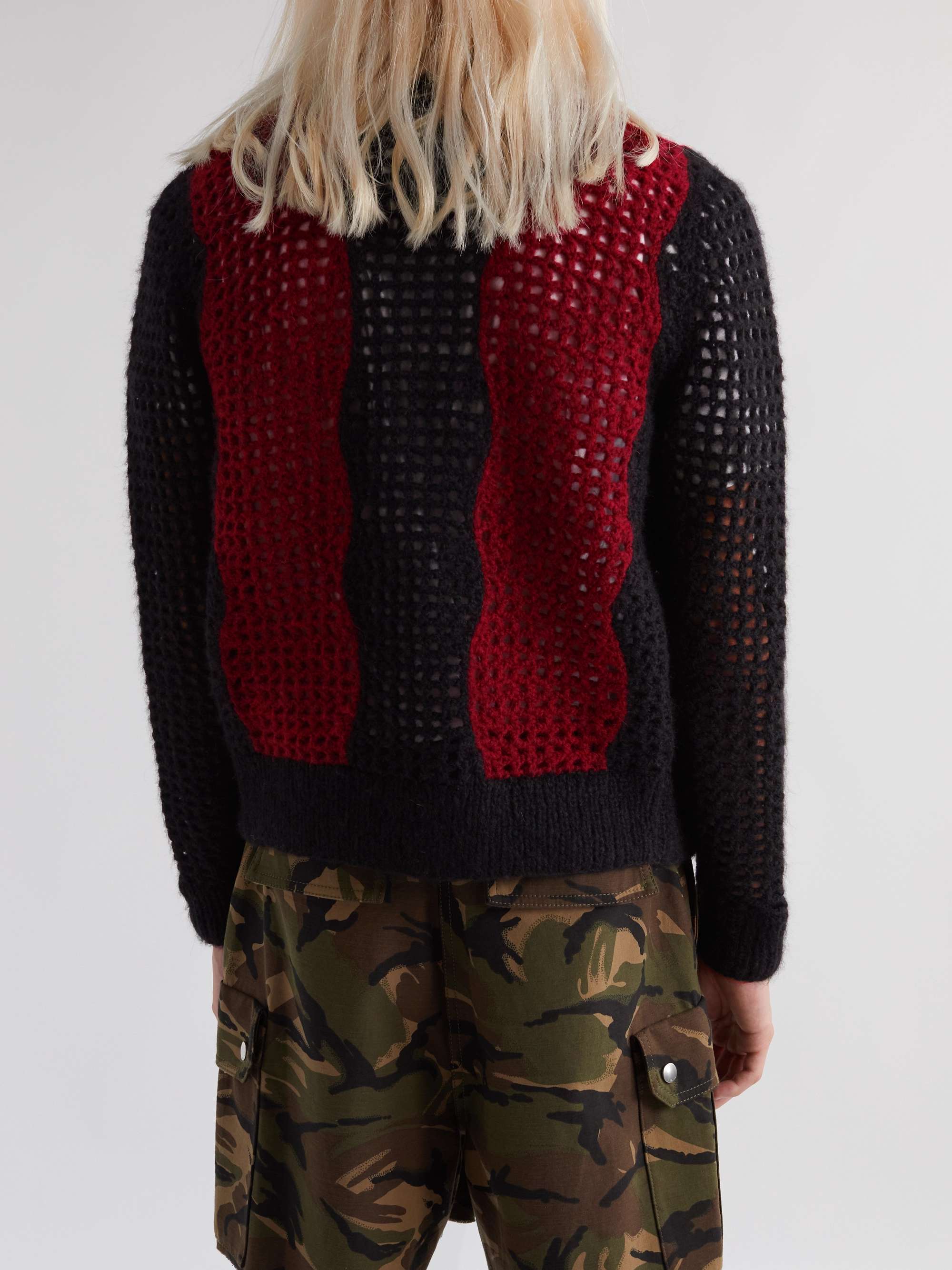 CELINE HOMME Embellished Crocheted Alpaca-Blend Cardigan