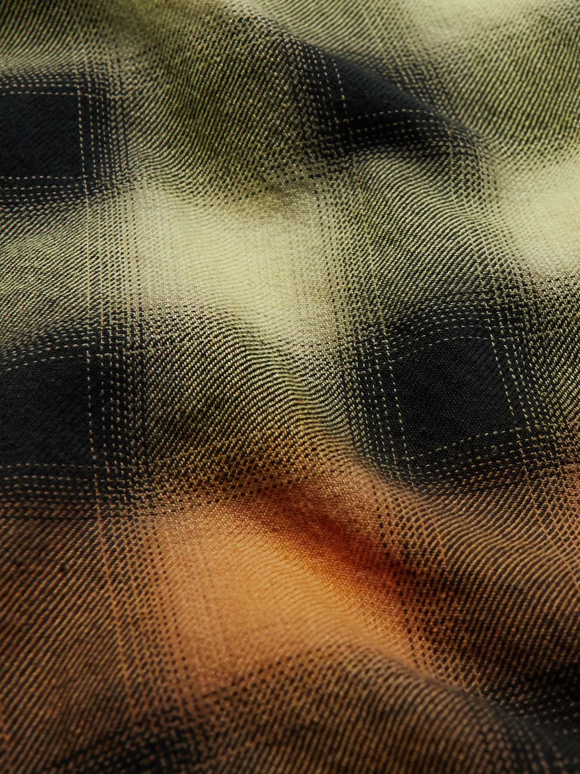 CELINE HOMME Tie-Dyed Checked Cotton-Blend Flannel Shirt