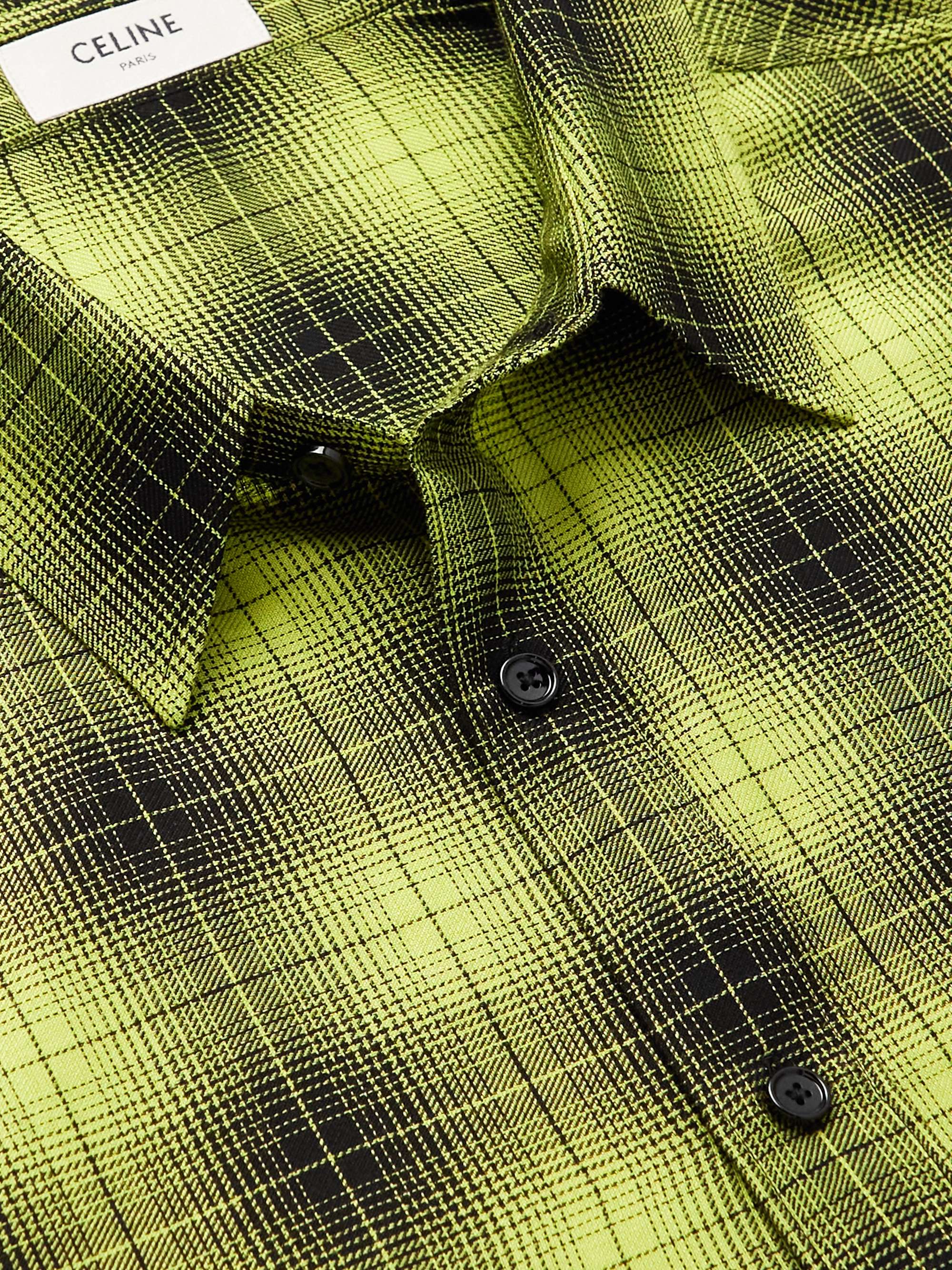 CELINE HOMME Checked Cotton-Flannel Shirt