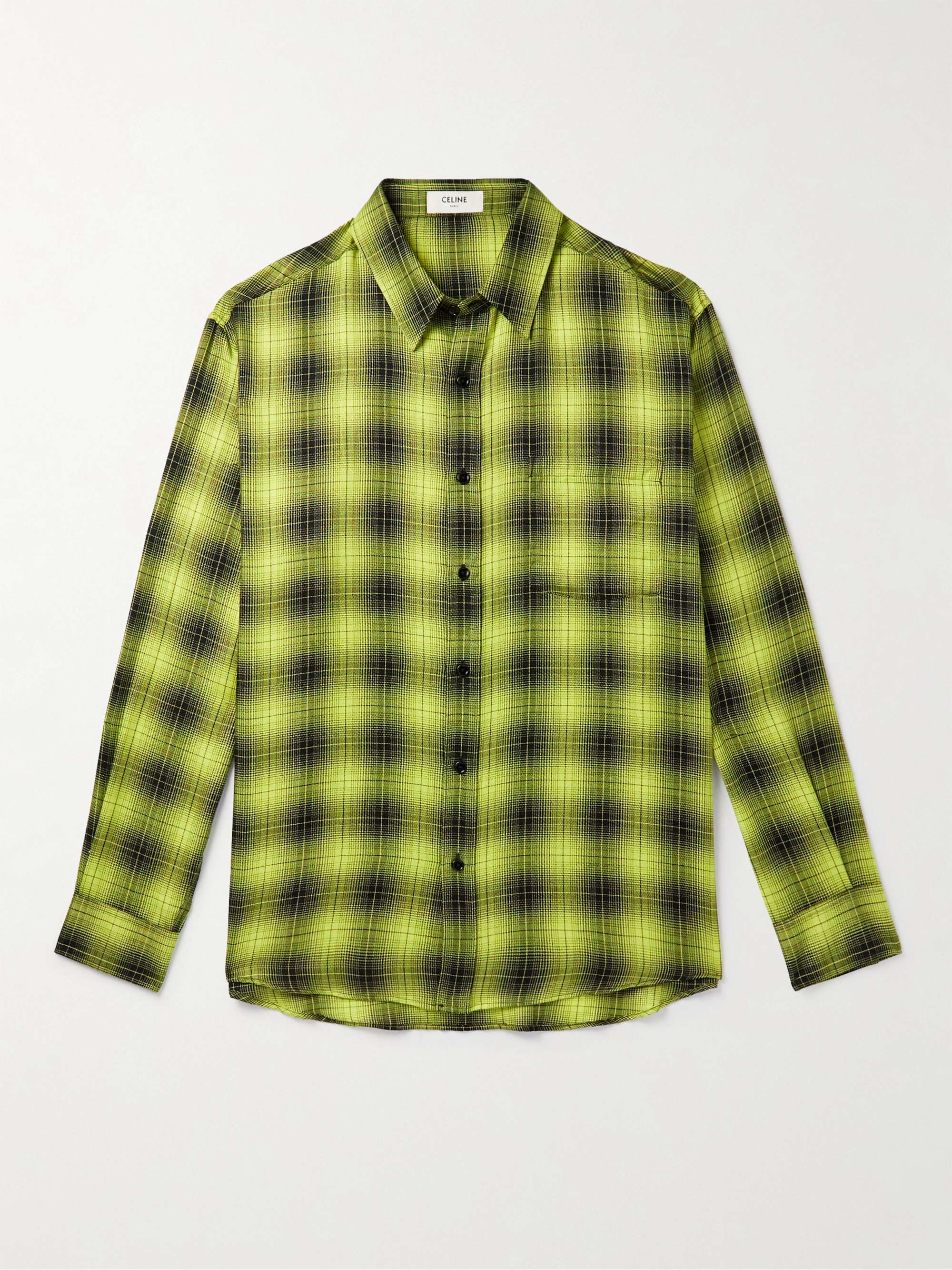 CELINE HOMME Checked Cotton-Flannel Shirt