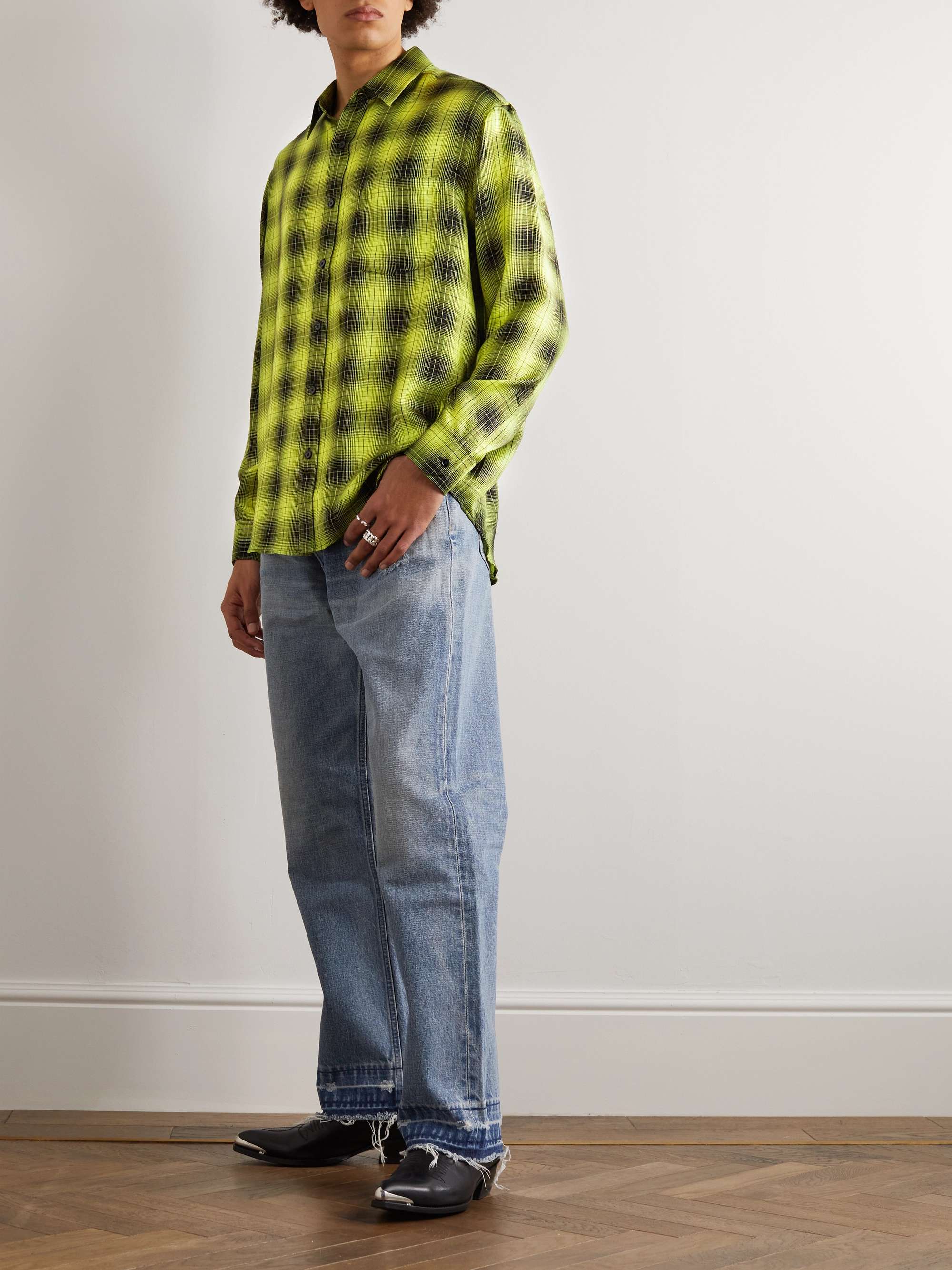 CELINE HOMME Checked Cotton-Flannel Shirt