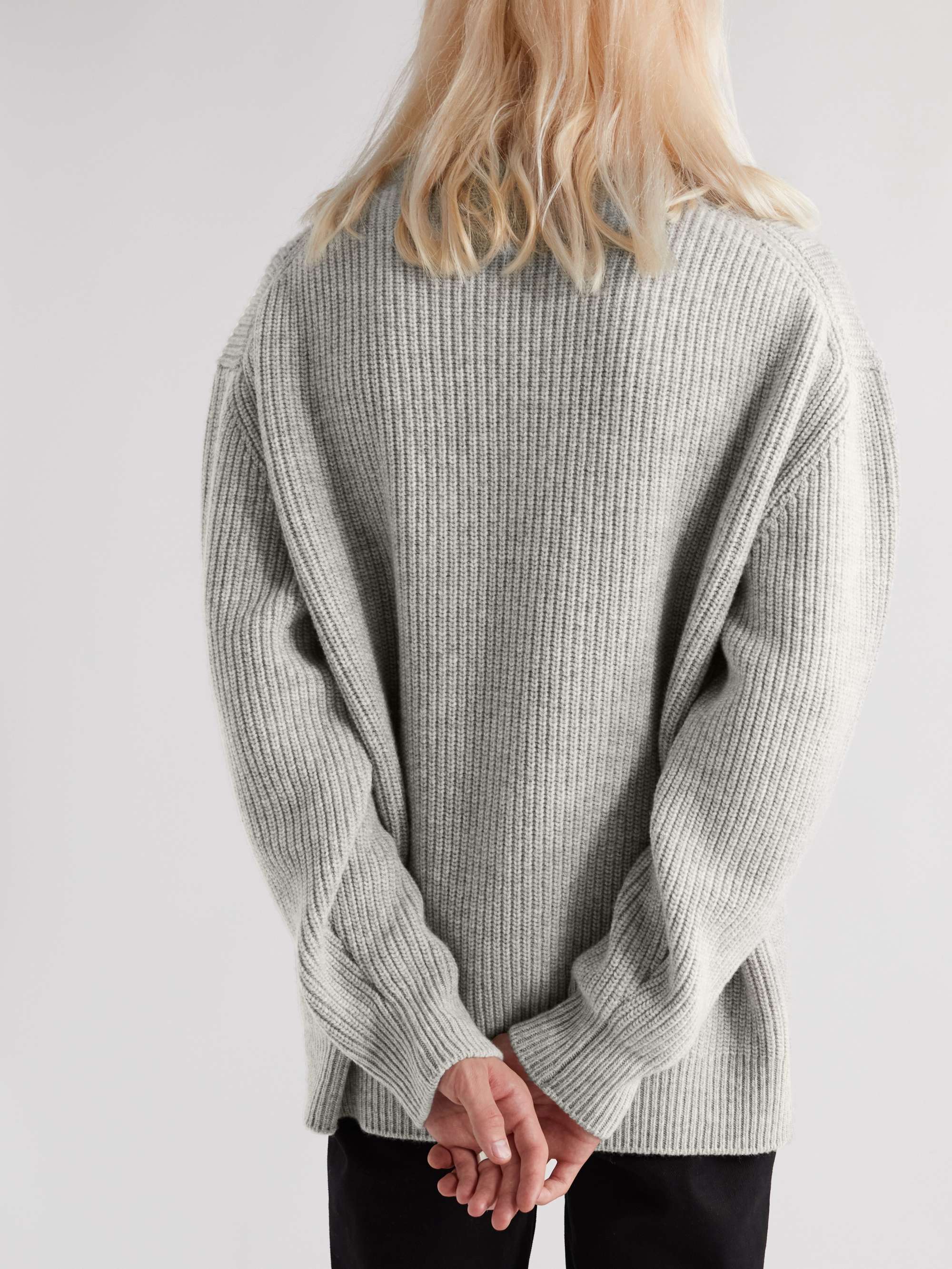 CELINE HOMME Crystal-Embellished Logo-Appliquéd Wool Sweater