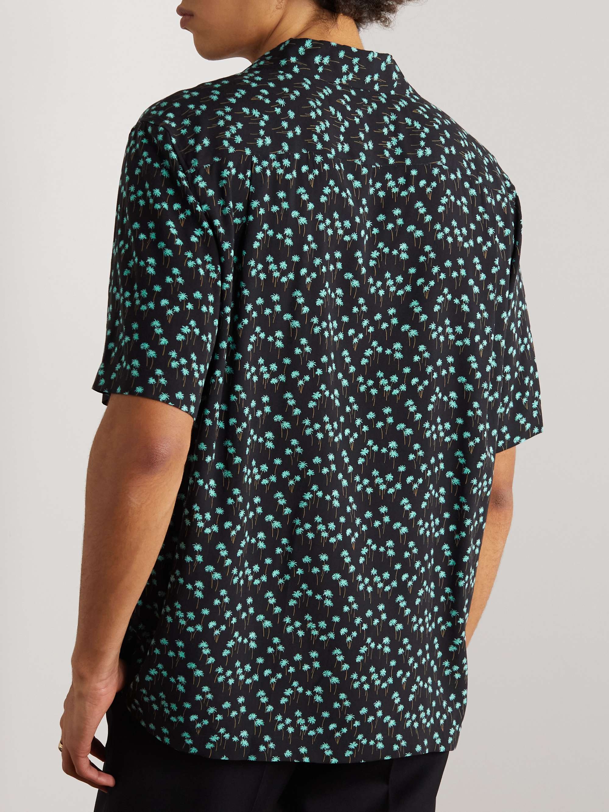 CELINE HOMME Convertible-Collar Printed Crepe Shirt