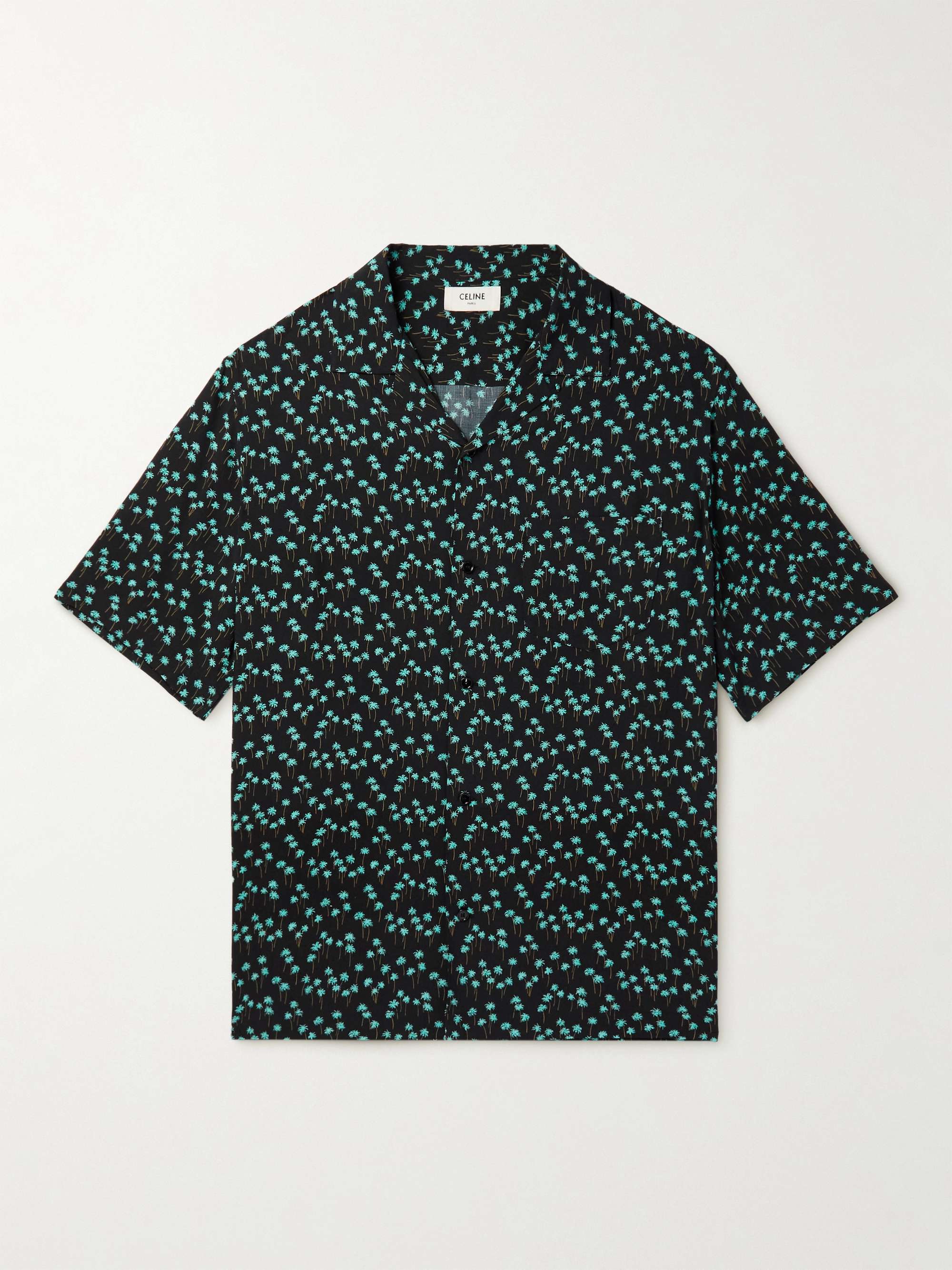 CELINE Convertible-Collar Printed Crepe Shirt