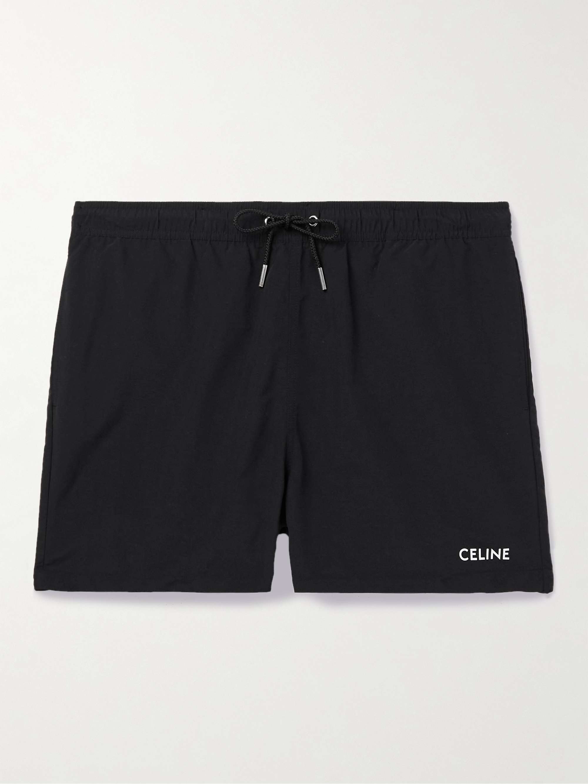 CELINE HOMME Straight-Leg Mid-Length Logo-Print Swim Shorts for Men ...