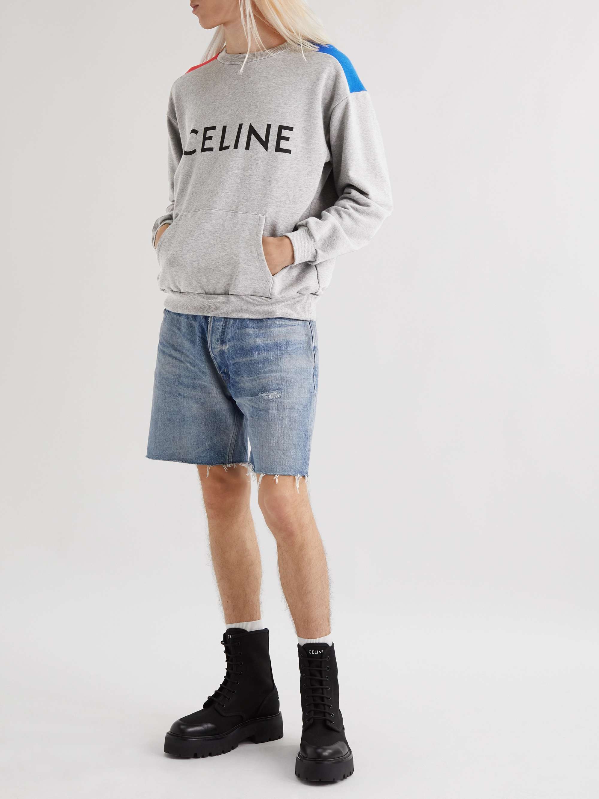 CELINE HOMME Logo-Print Stretch-Cotton Jersey Sweatshirt