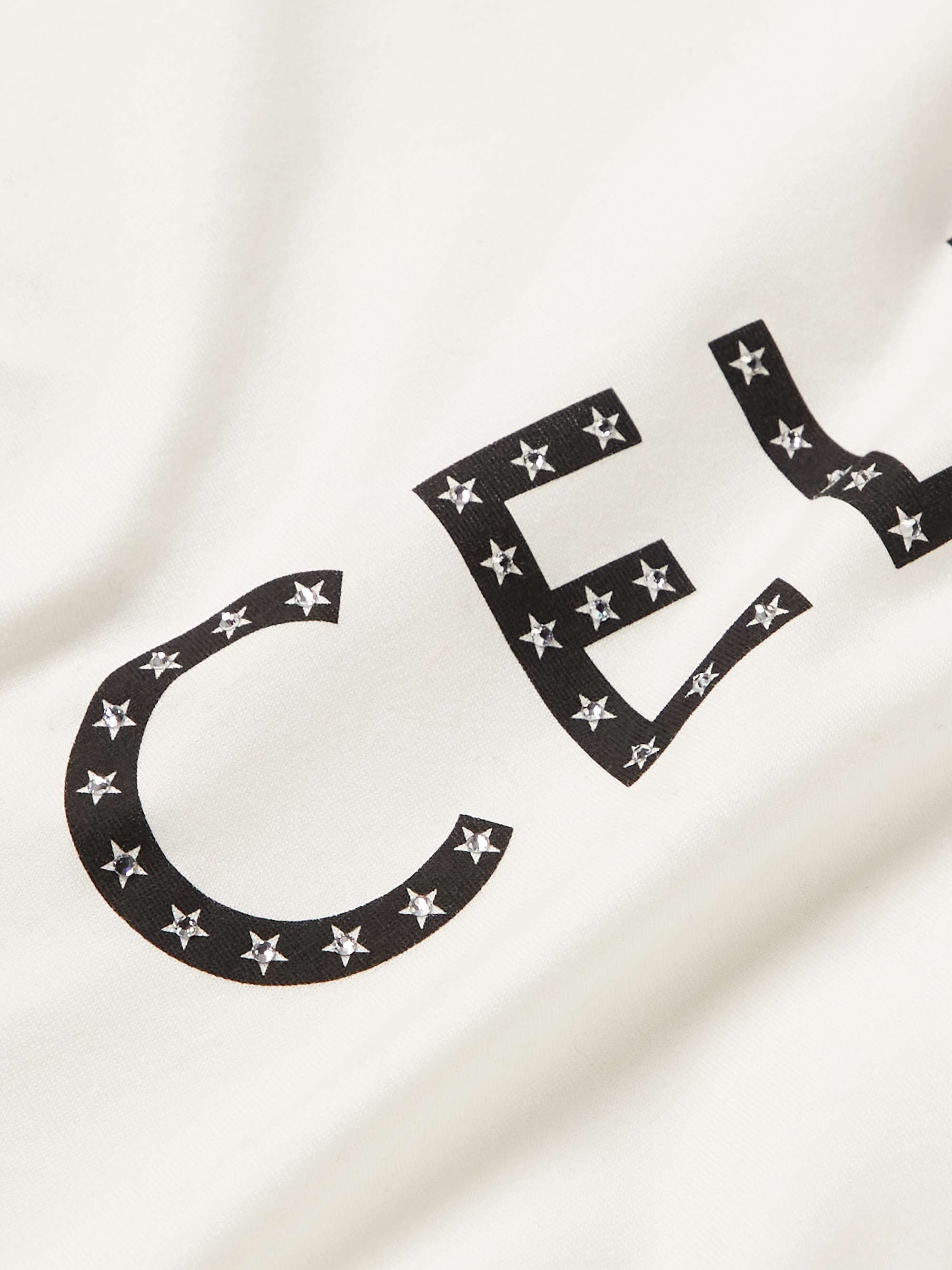 CELINE Crystal-Embellished Logo-Print Cotton-Jersey T-Shirt