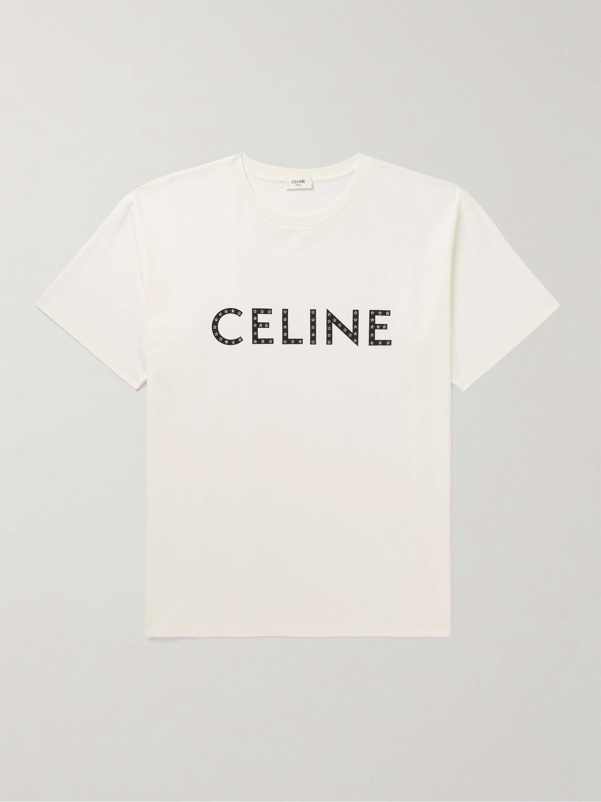 CELINE HOMME Crystal-Embellished Logo-Print Cotton-Jersey T-Shirt