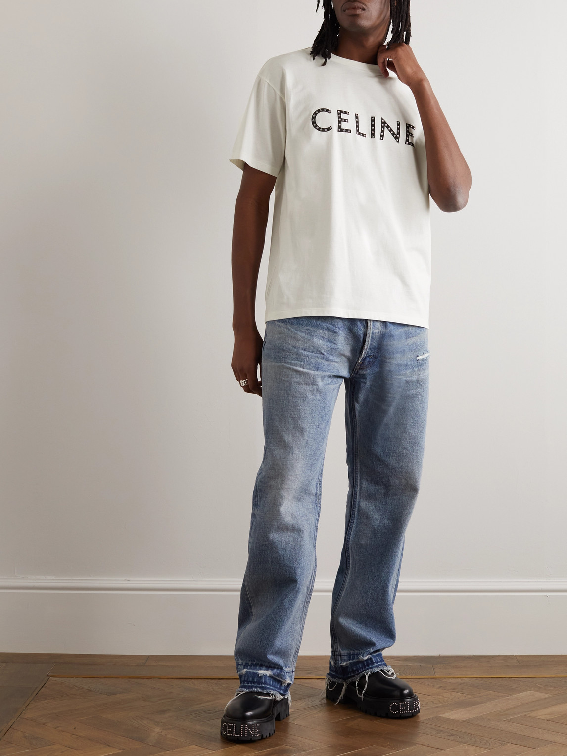 Crystal-Embellished Logo-Print Cotton-Jersey T-Shirt — 2