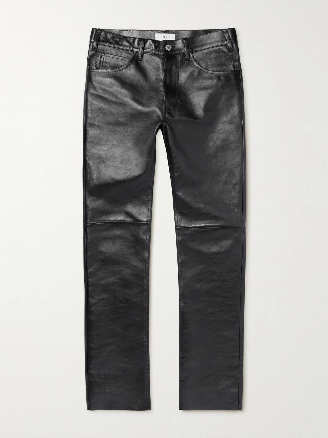 Celine Panelled Full-grain Leather Trousers In Black