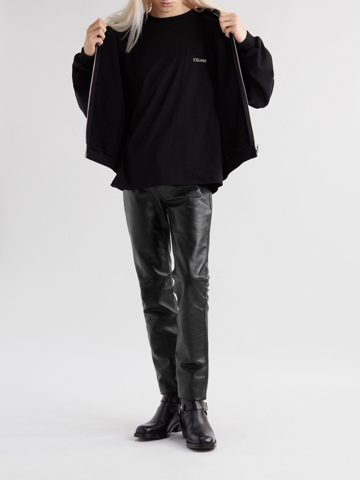 Panelled Full-Grain Leather Trousers — 2
