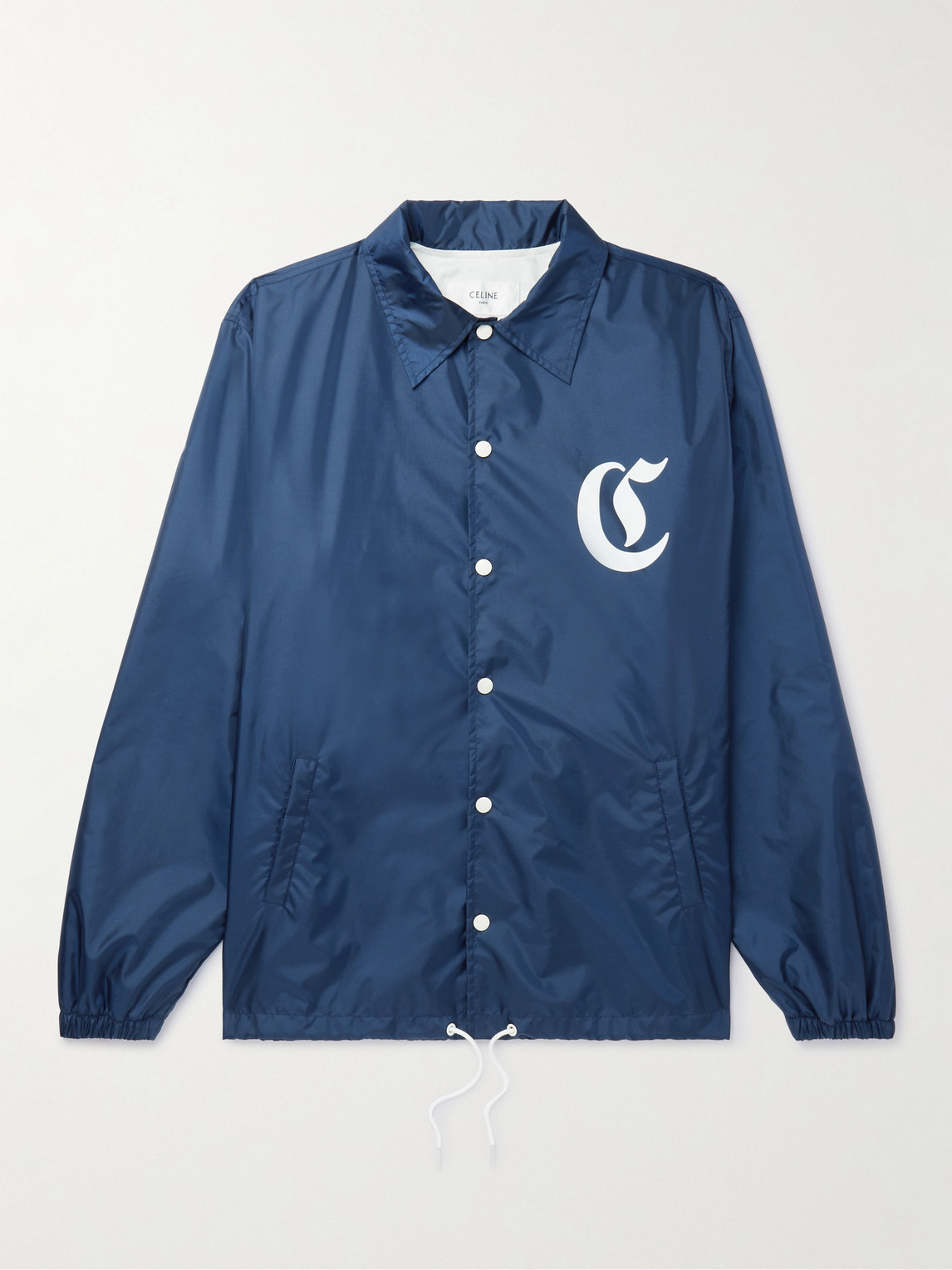 Celine Logo-print Shell Coach Jacket In Blue