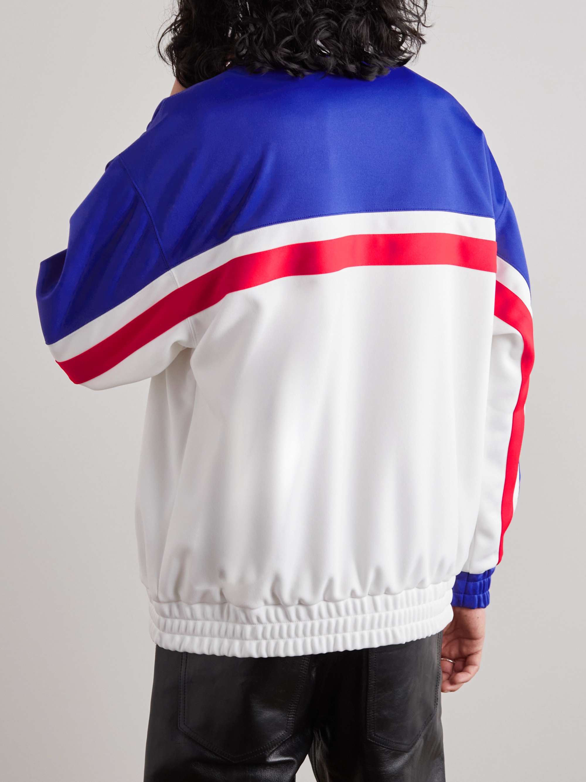 CELINE HOMME Logo-Embroidered Striped Jersey Track Jacket