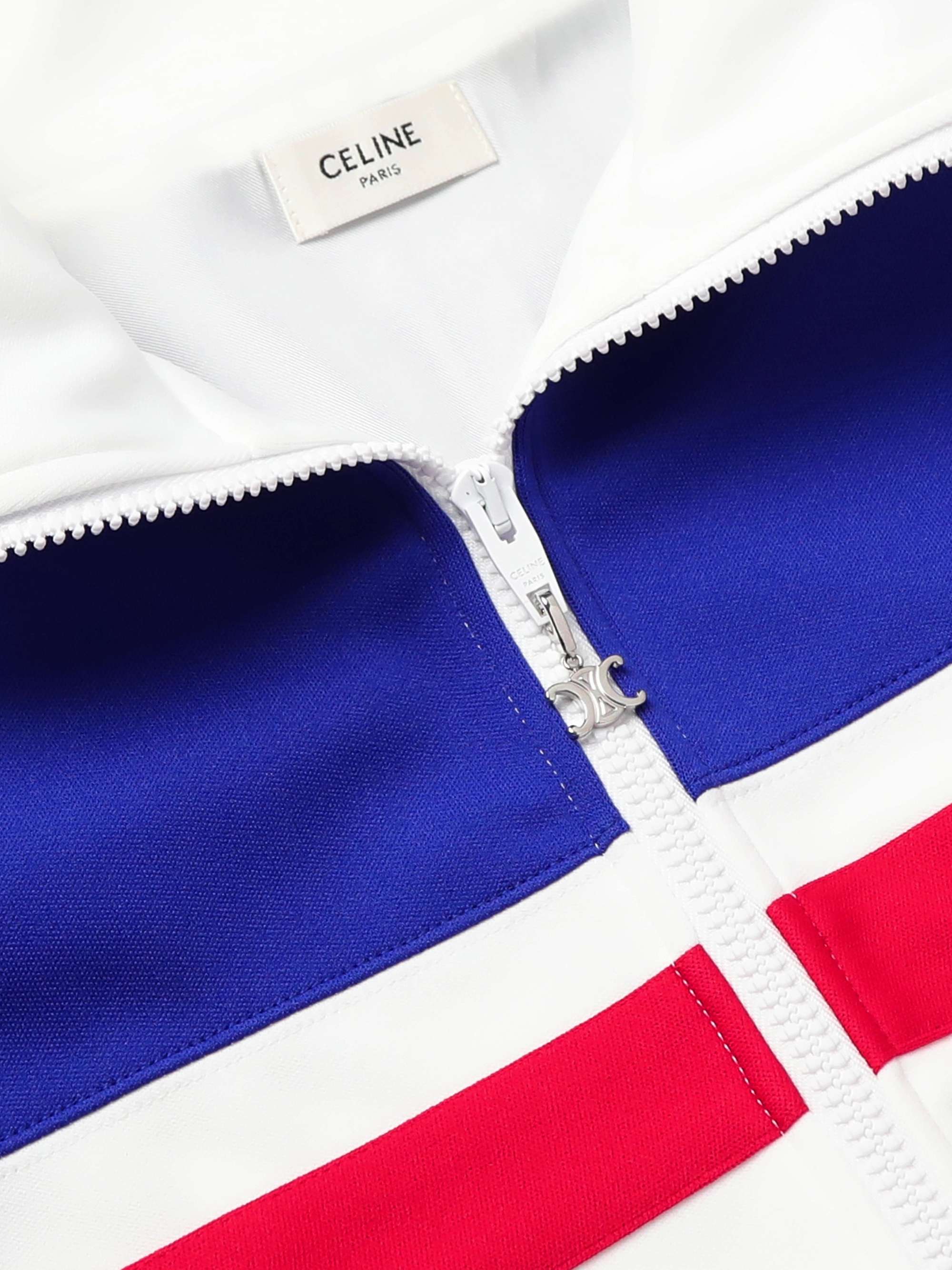 CELINE HOMME Logo-Embroidered Striped Jersey Track Jacket