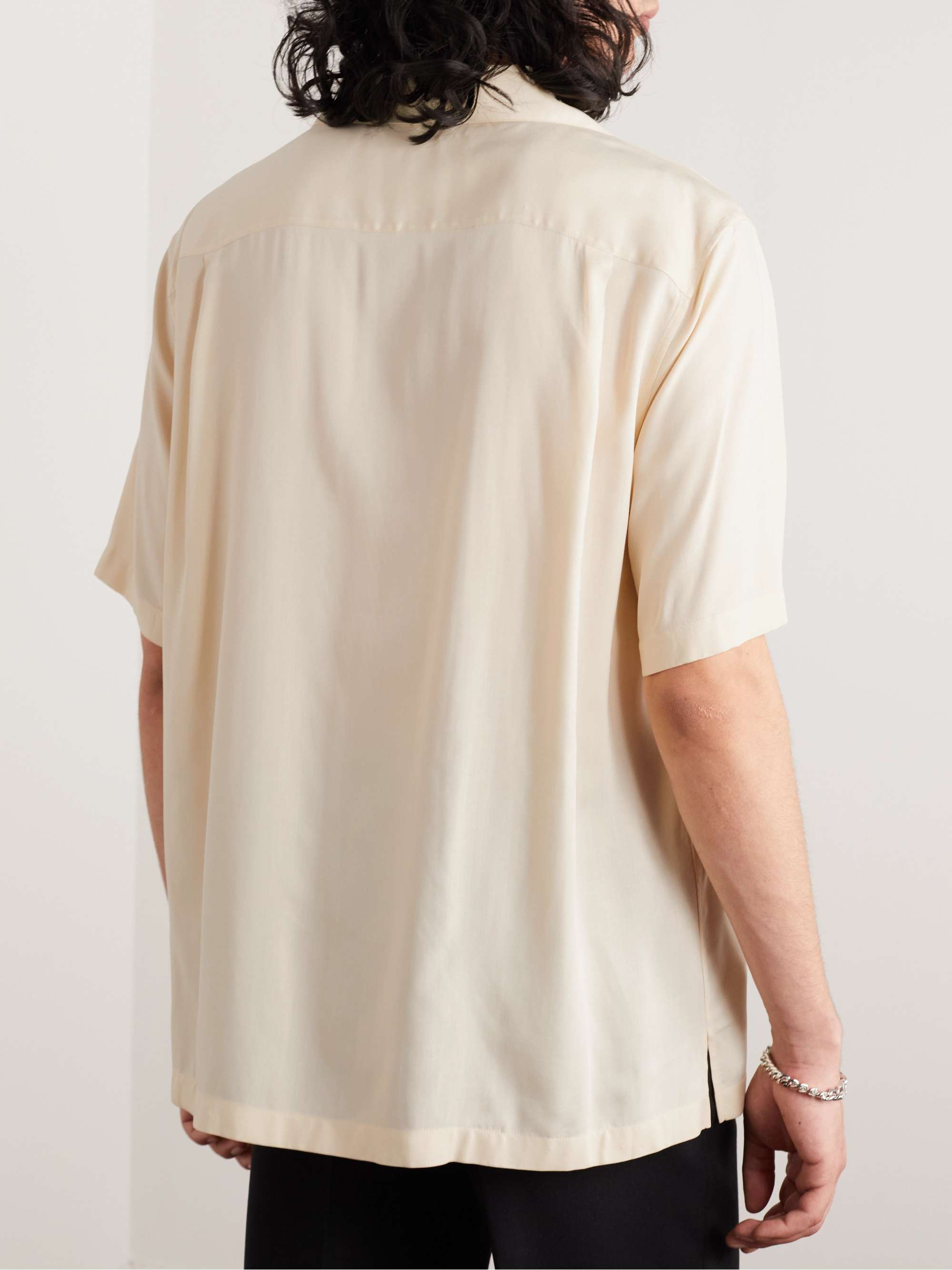 CELINE HOMME Convertible-Collar Studded Satin Shirt