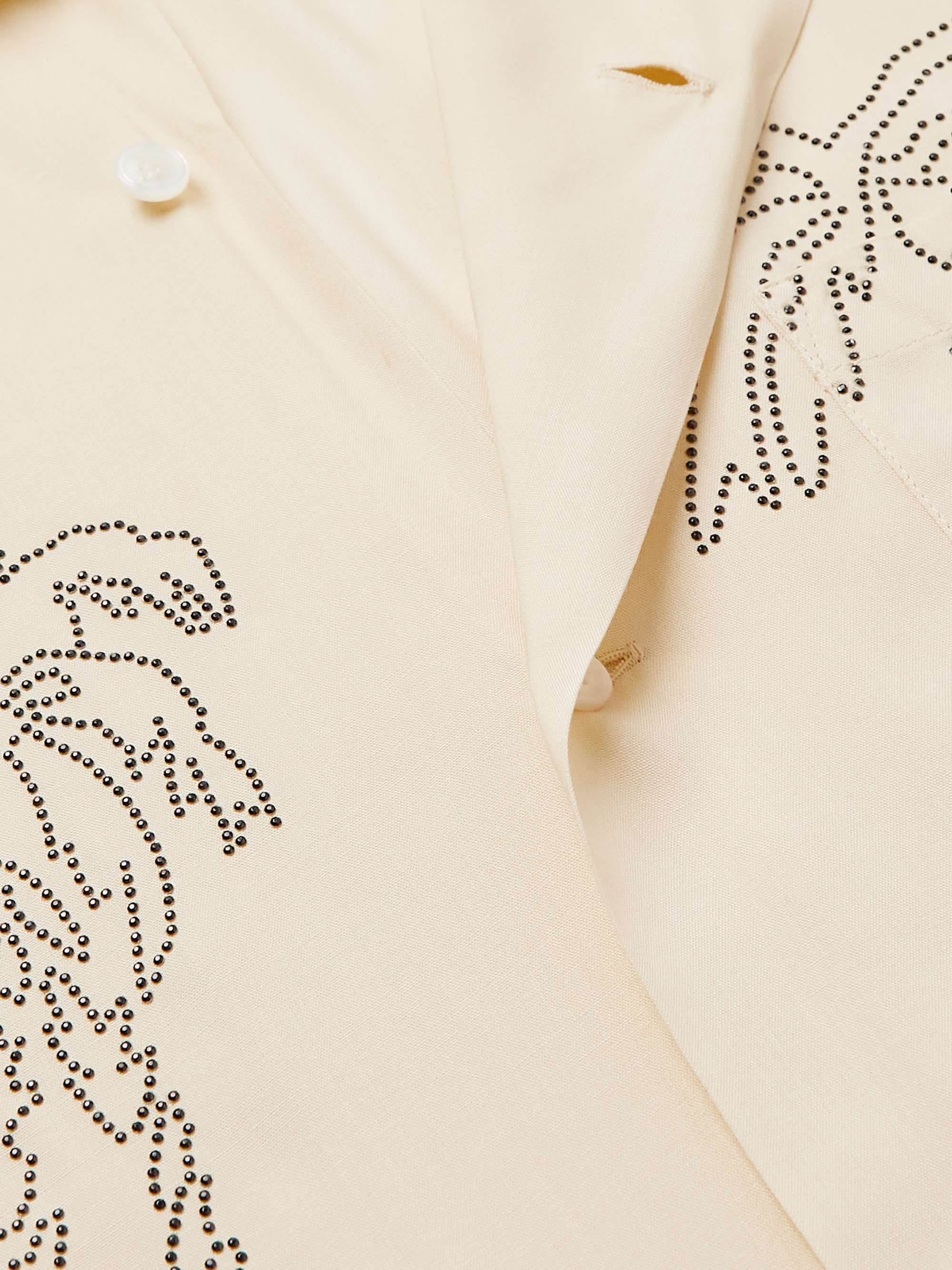 CELINE HOMME Convertible-Collar Studded Satin Shirt