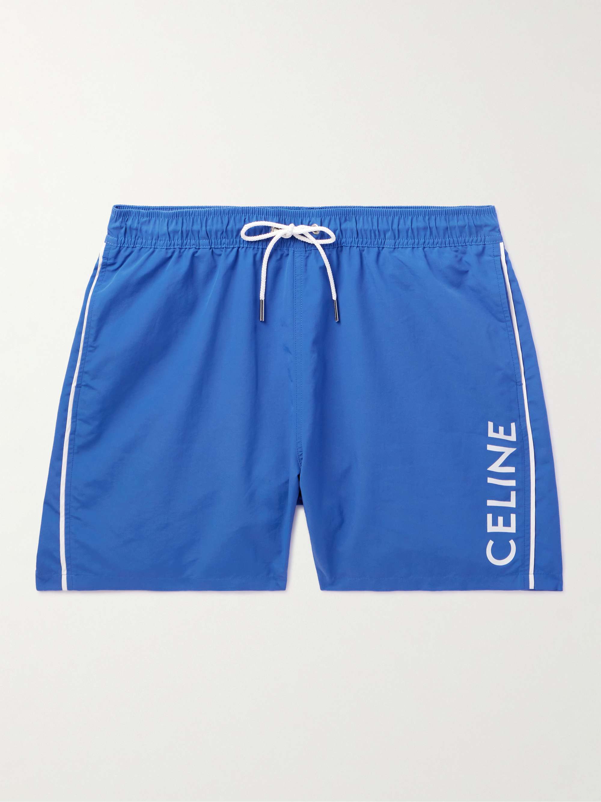 CELINE HOMME Logo-Print Straight-Leg Mid-Length Swim Shorts