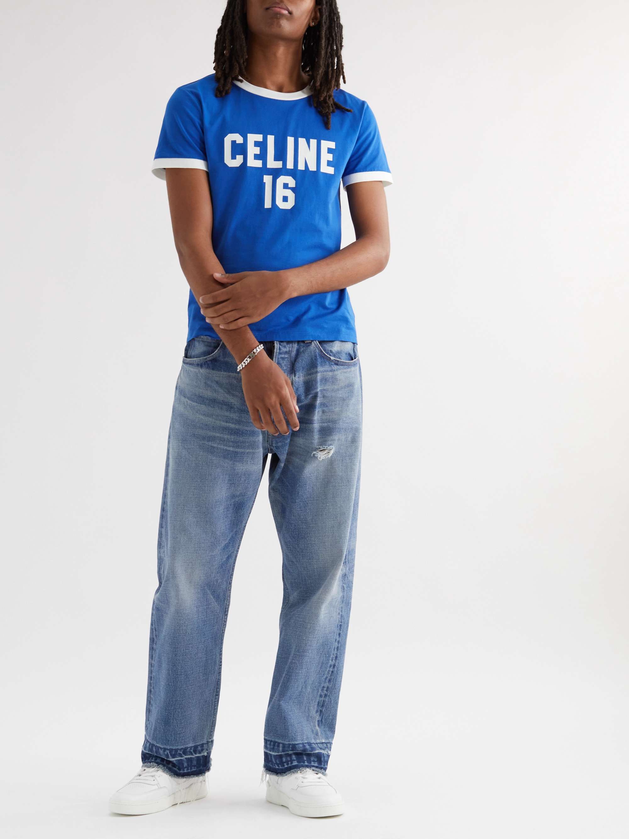 CELINE Slim-Fit Logo-Print Cotton-Jersey T-Shirt