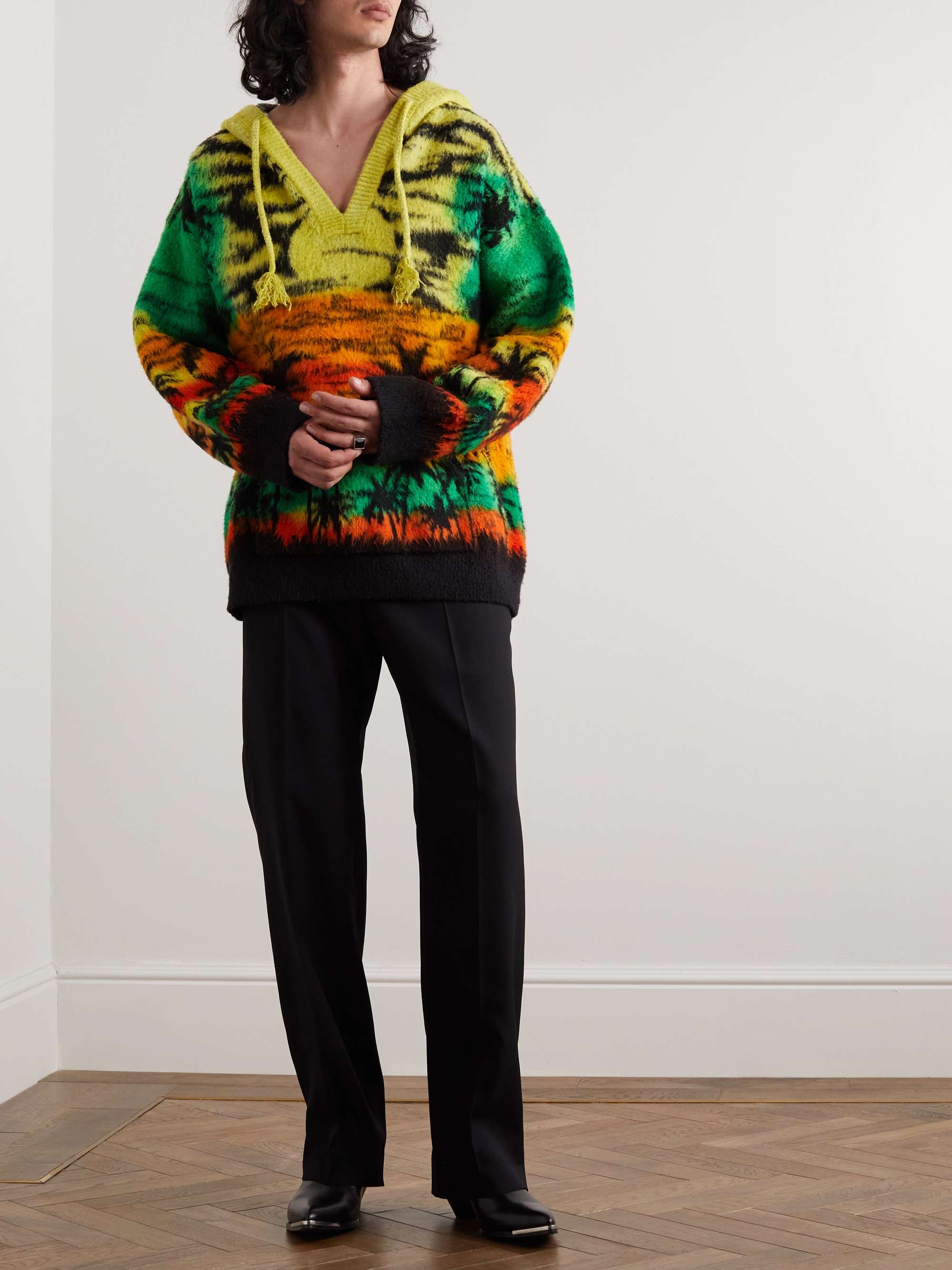 CELINE HOMME Jacquard-Knit Cotton-Blend Hoodie