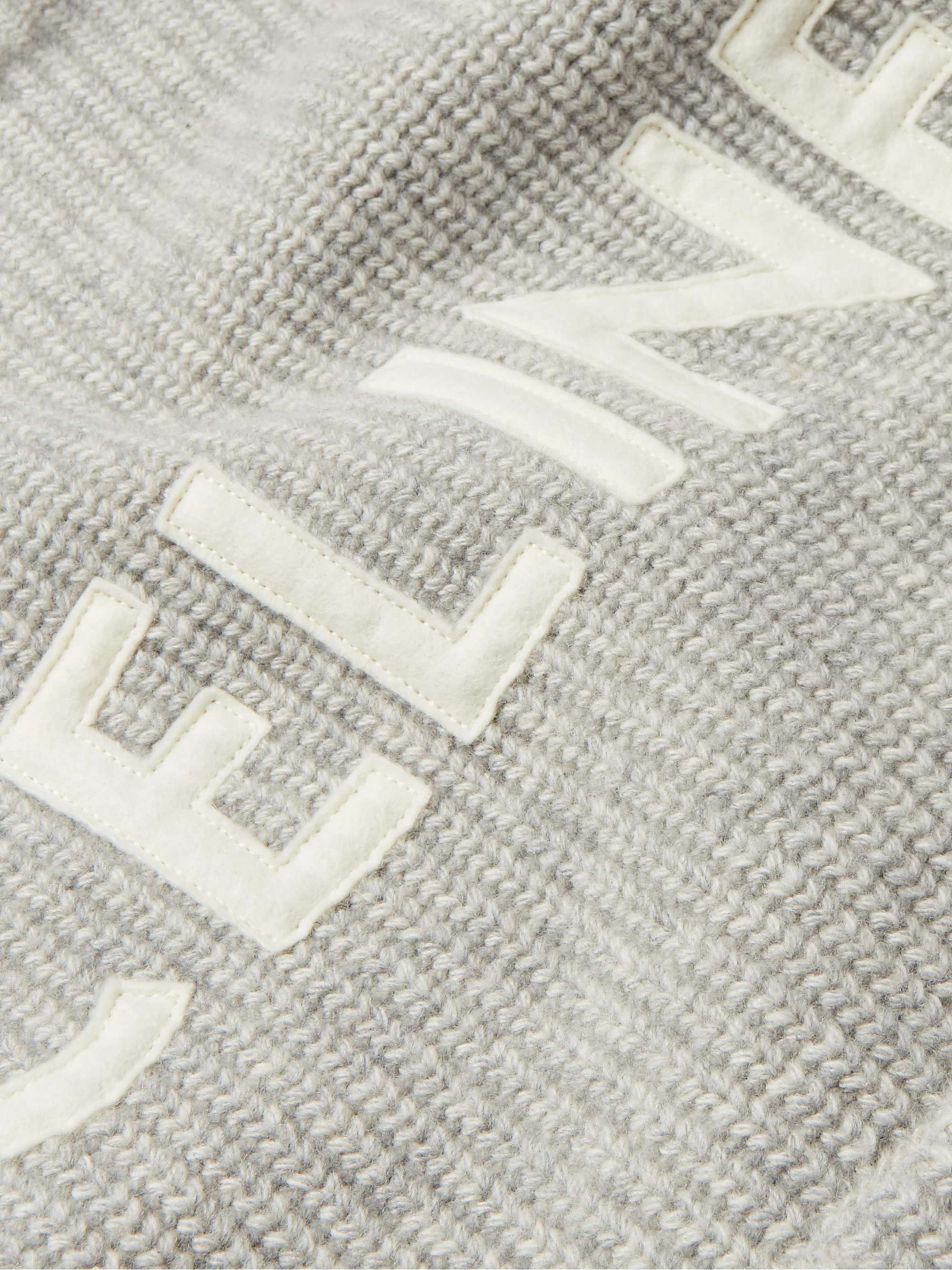 CELINE HOMME Logo-Appliquéd Ribbed Wool Hoodie