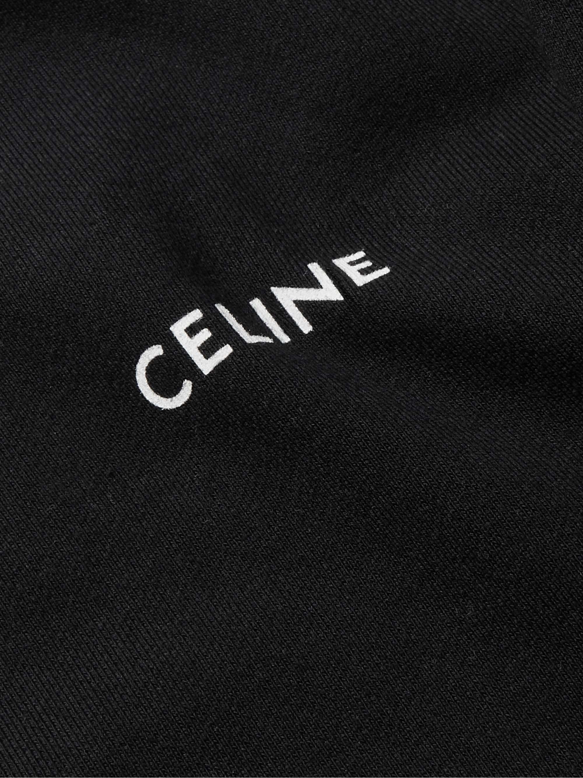 Black Logo-Print Cotton-Blend Jersey Hoodie | CELINE HOMME | MR PORTER