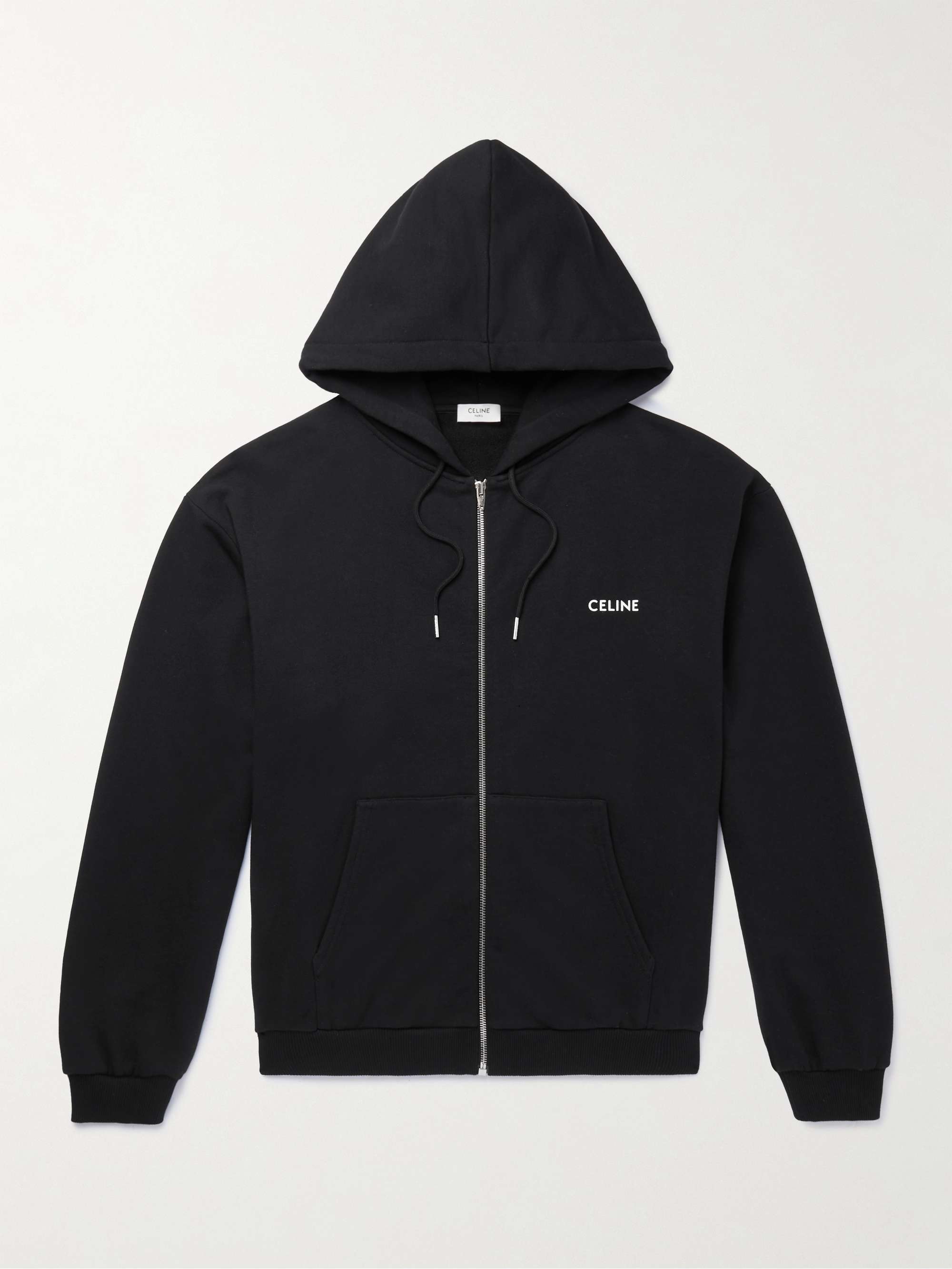 CELINE HOMME Logo-Print Cotton-Blend Jersey Hoodie