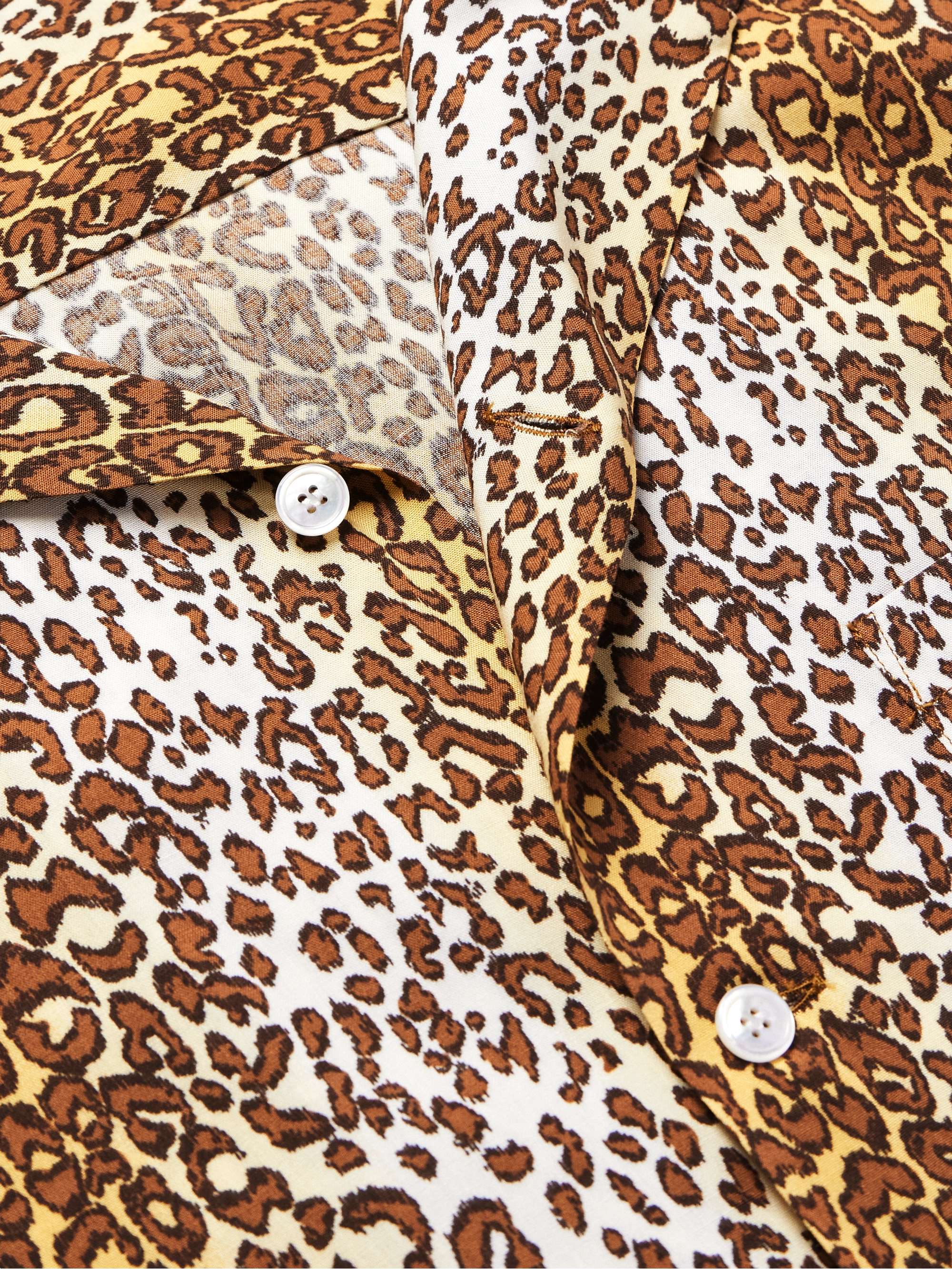 CELINE HOMME Camp-Collar Leopard-Print Voile Shirt