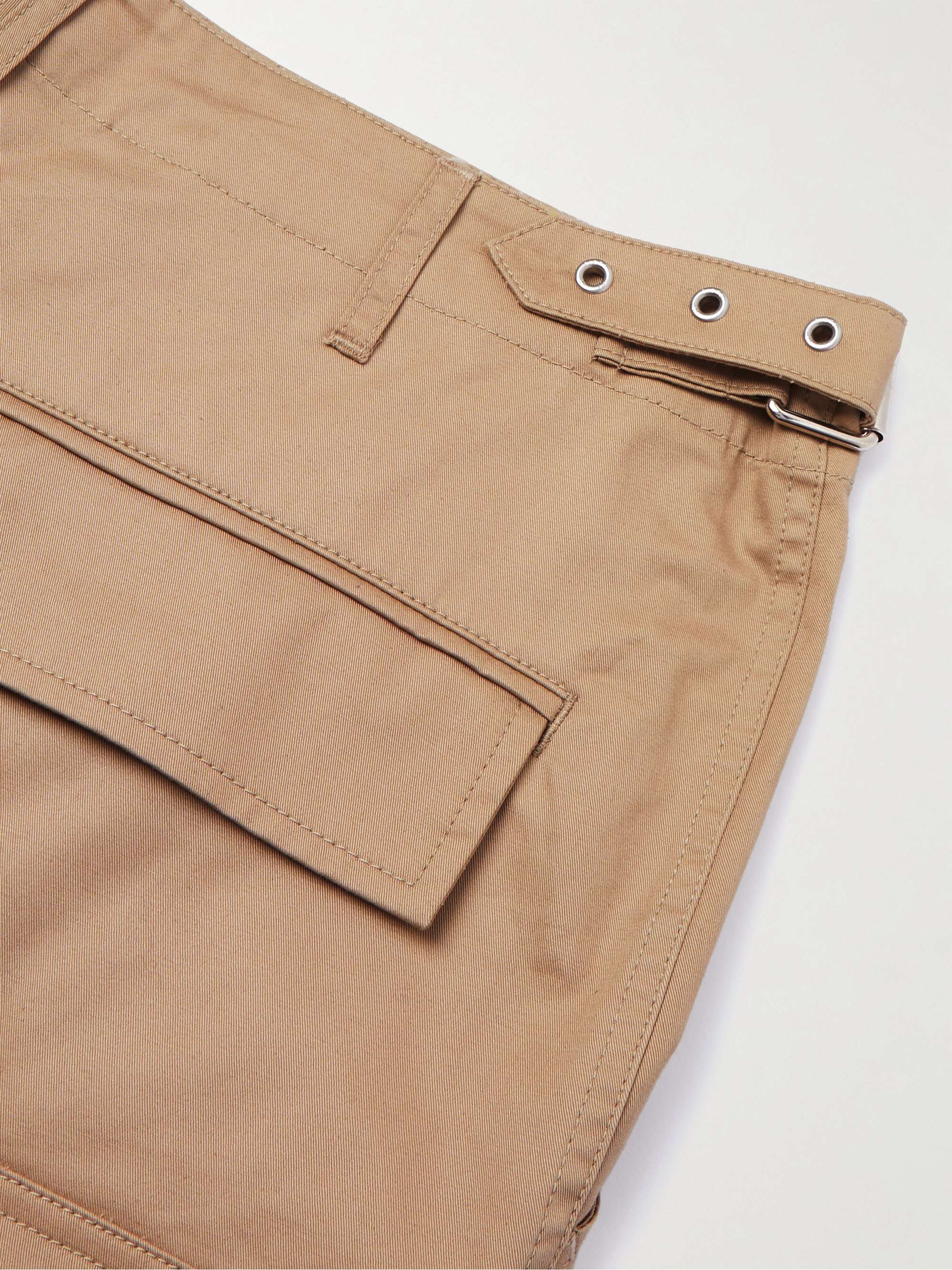 CELINE HOMME Wide-Leg Strap-Detailed Cotton and Linen-Blend Cargo Shorts