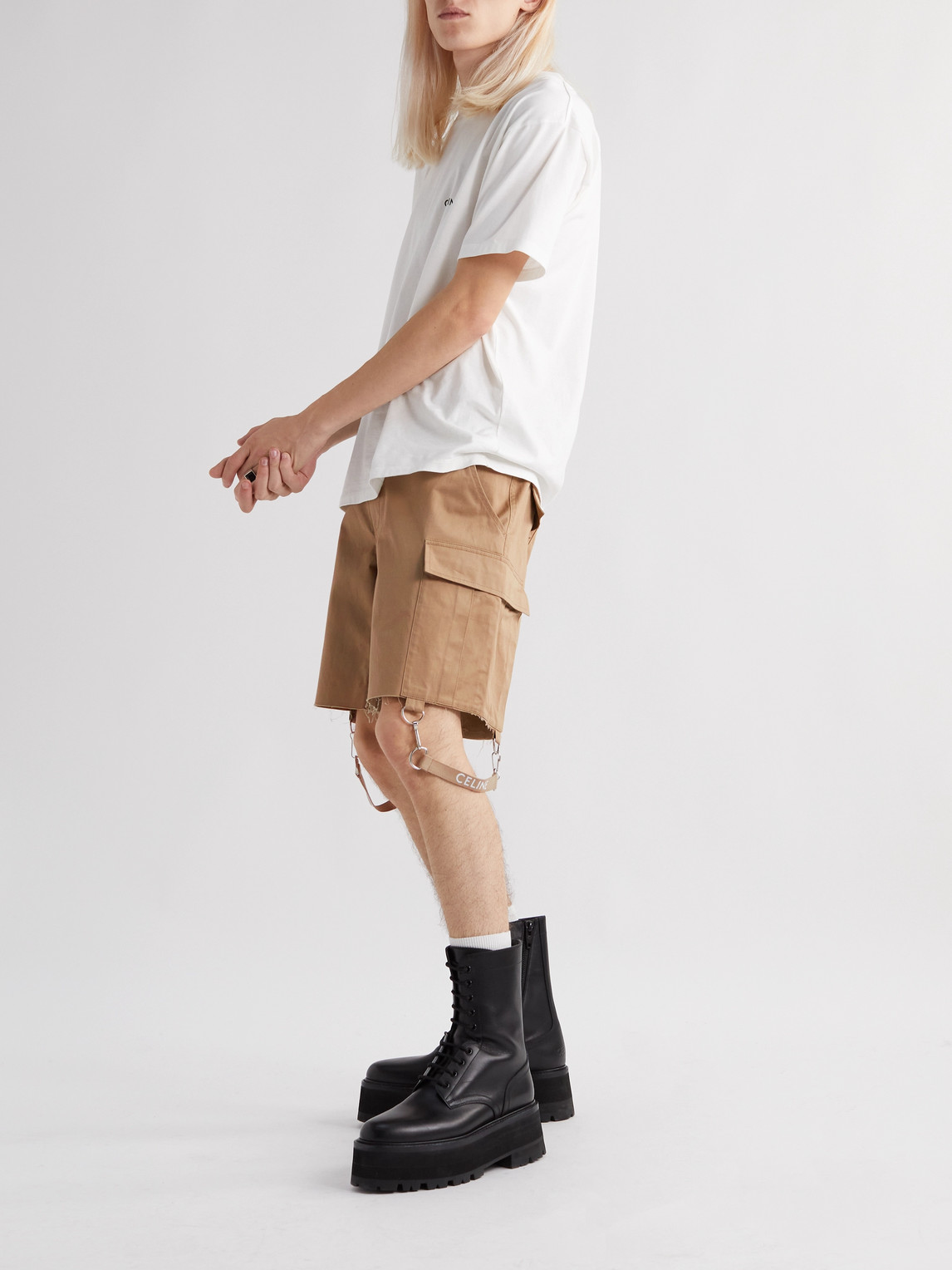 Wide-Leg Strap-Detailed Cotton and Linen-Blend Cargo Shorts — 2