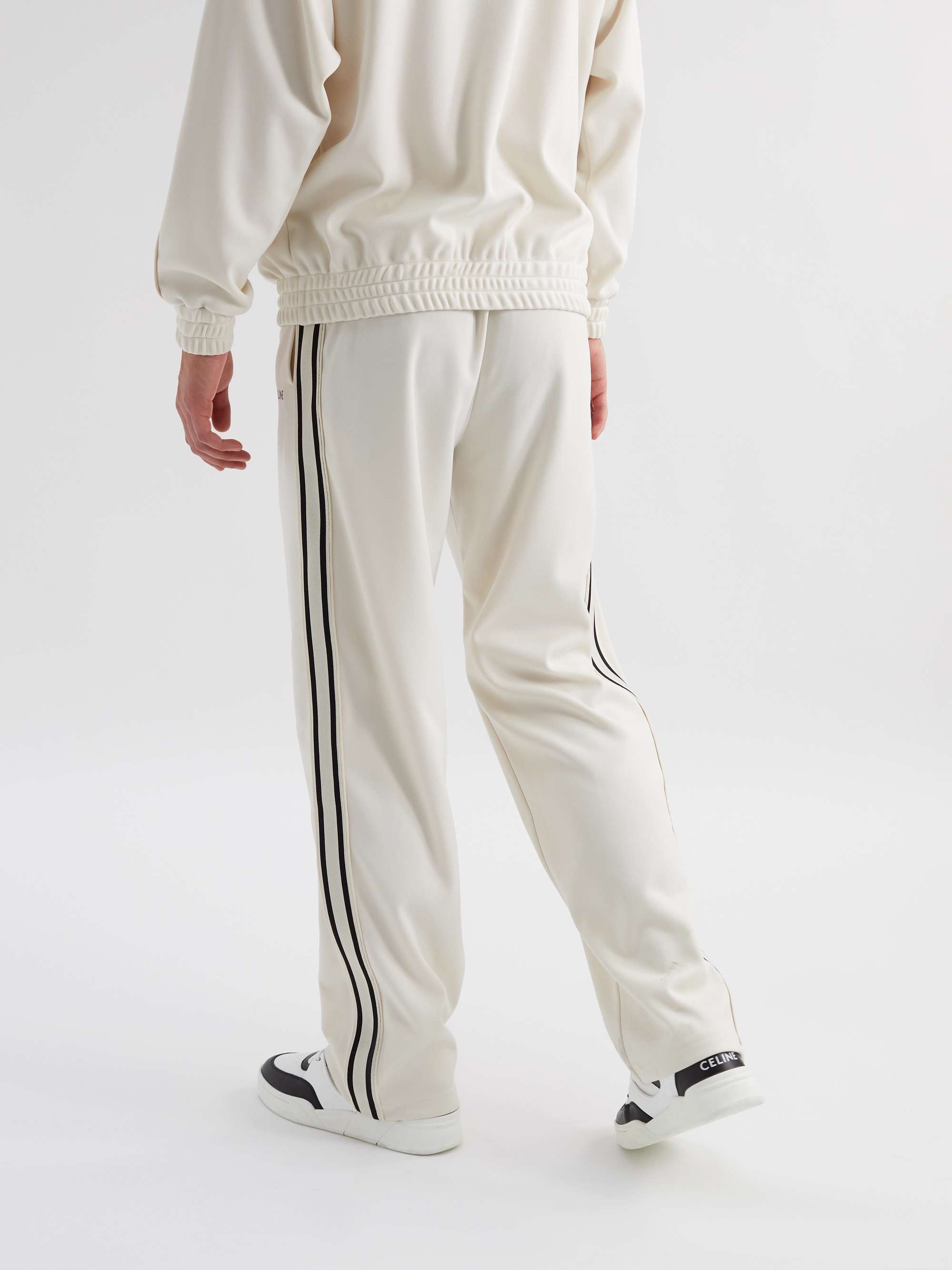 CELINE HOMME Logo-Print Striped Jersey Track Pants