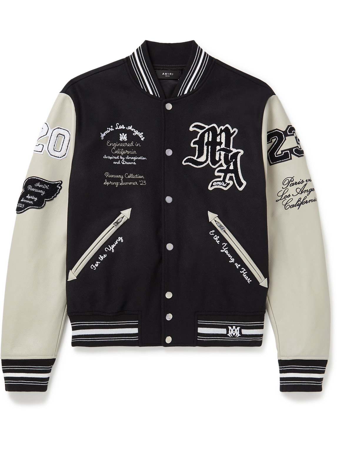Amiri Black Oversized Varsity Bomber Jacket | ModeSens