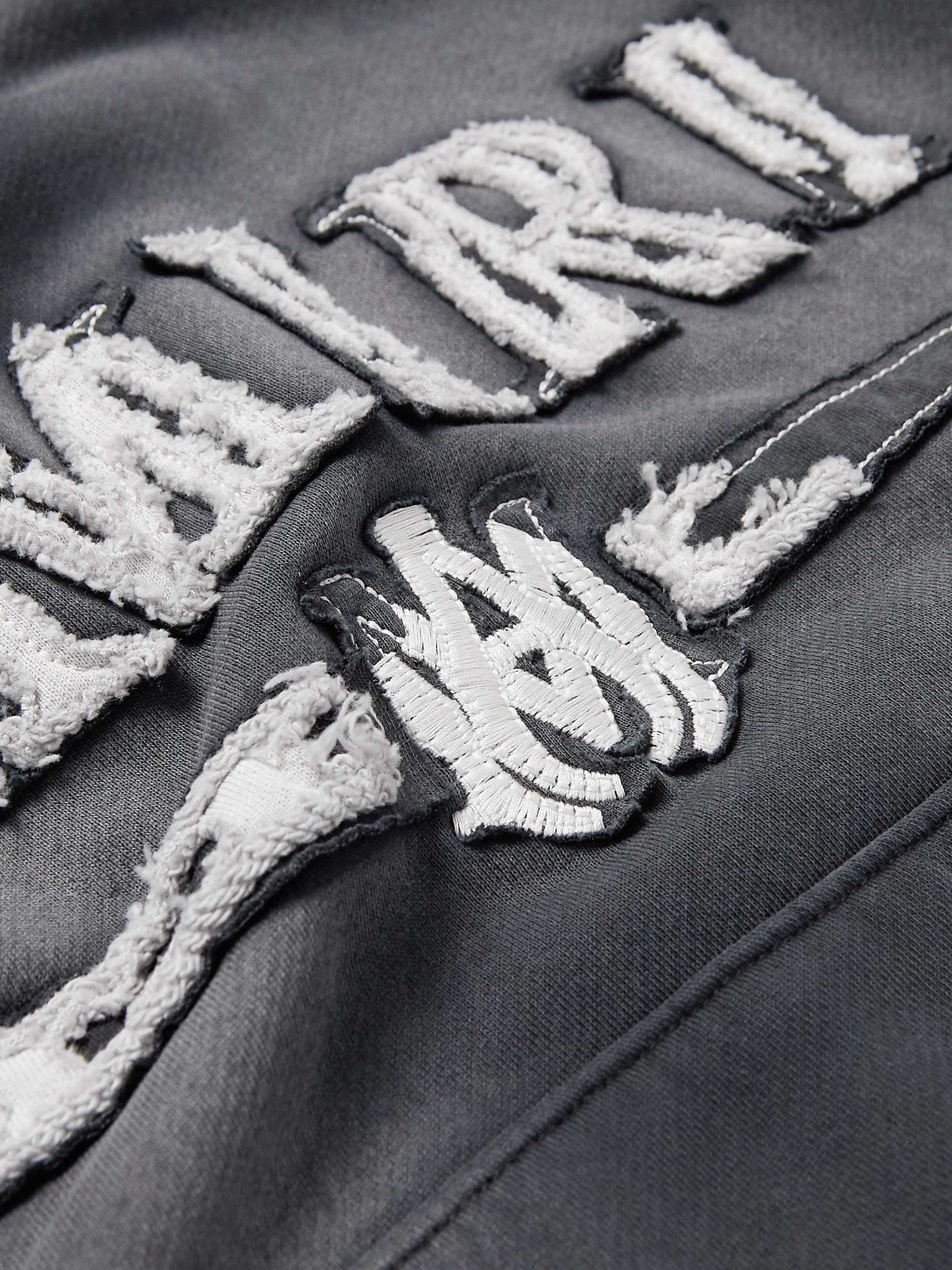 AMIRI Logo-Appliquéd Distressed Cotton-Jersey Hoodie