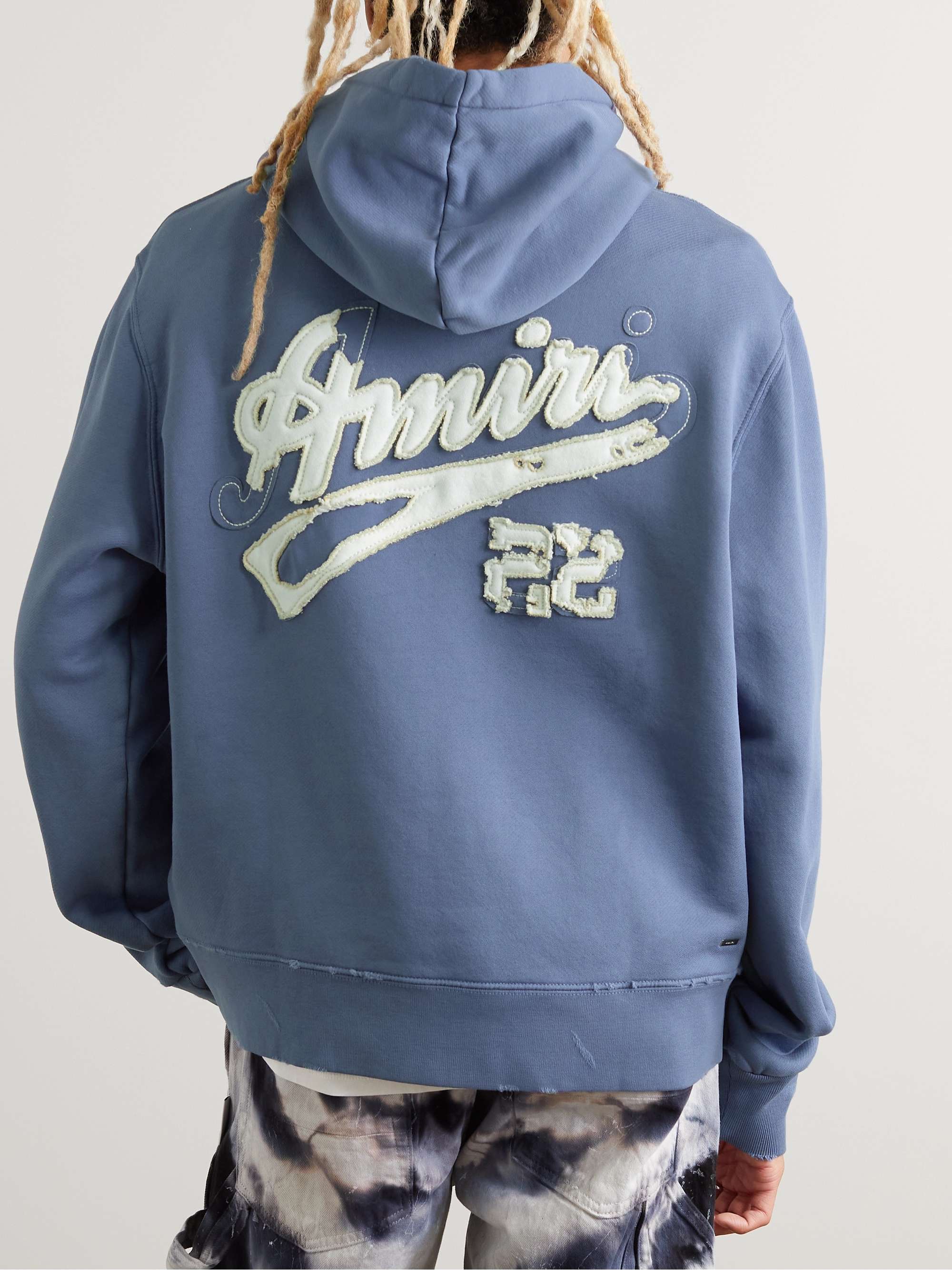 AMIRI Distressed Logo-Appliquéd Cotton-Jersey Hoodie for Men | MR PORTER