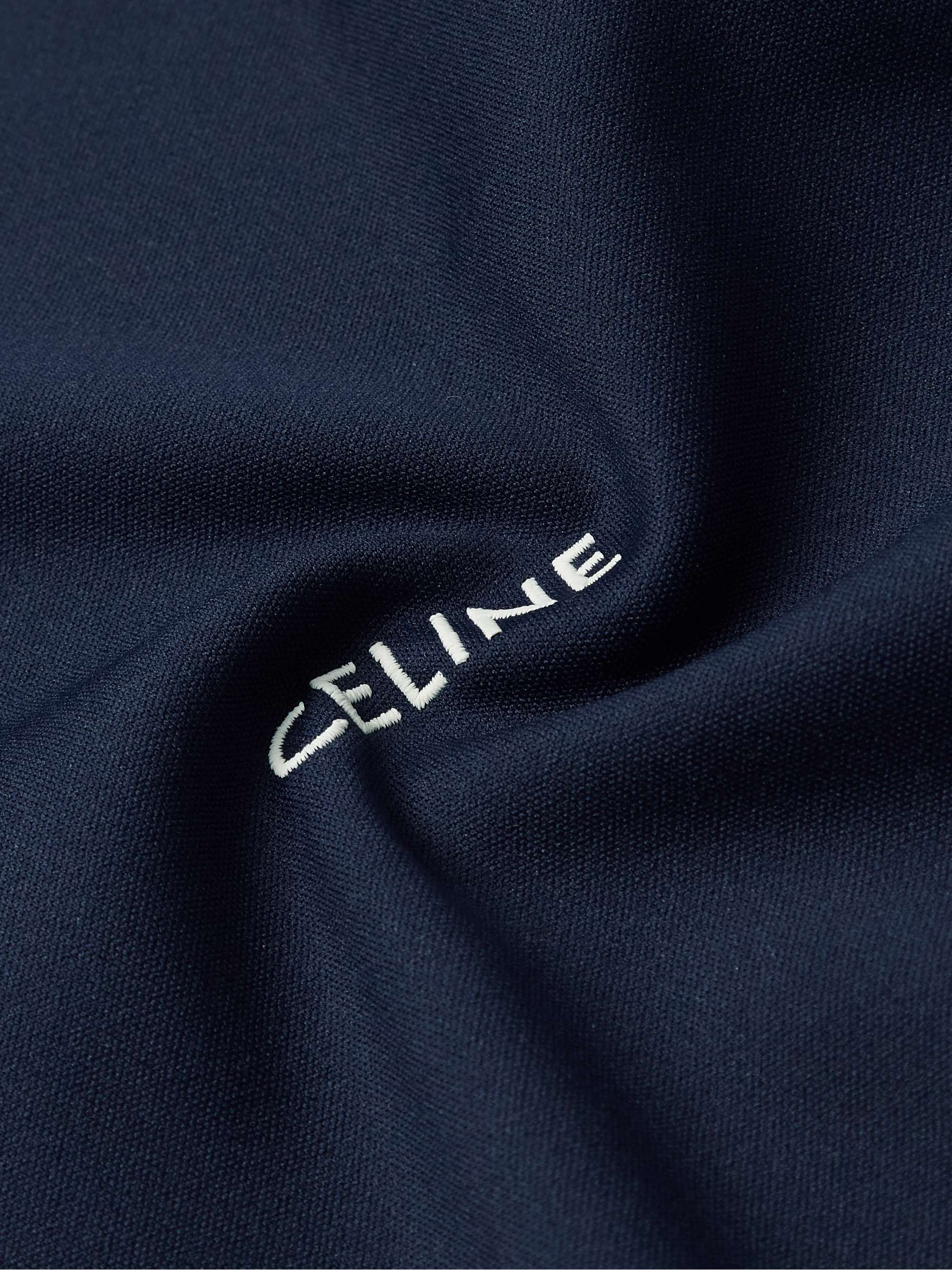 CELINE Logo-Embroidered Striped Jersey Zip-Up Hoodie