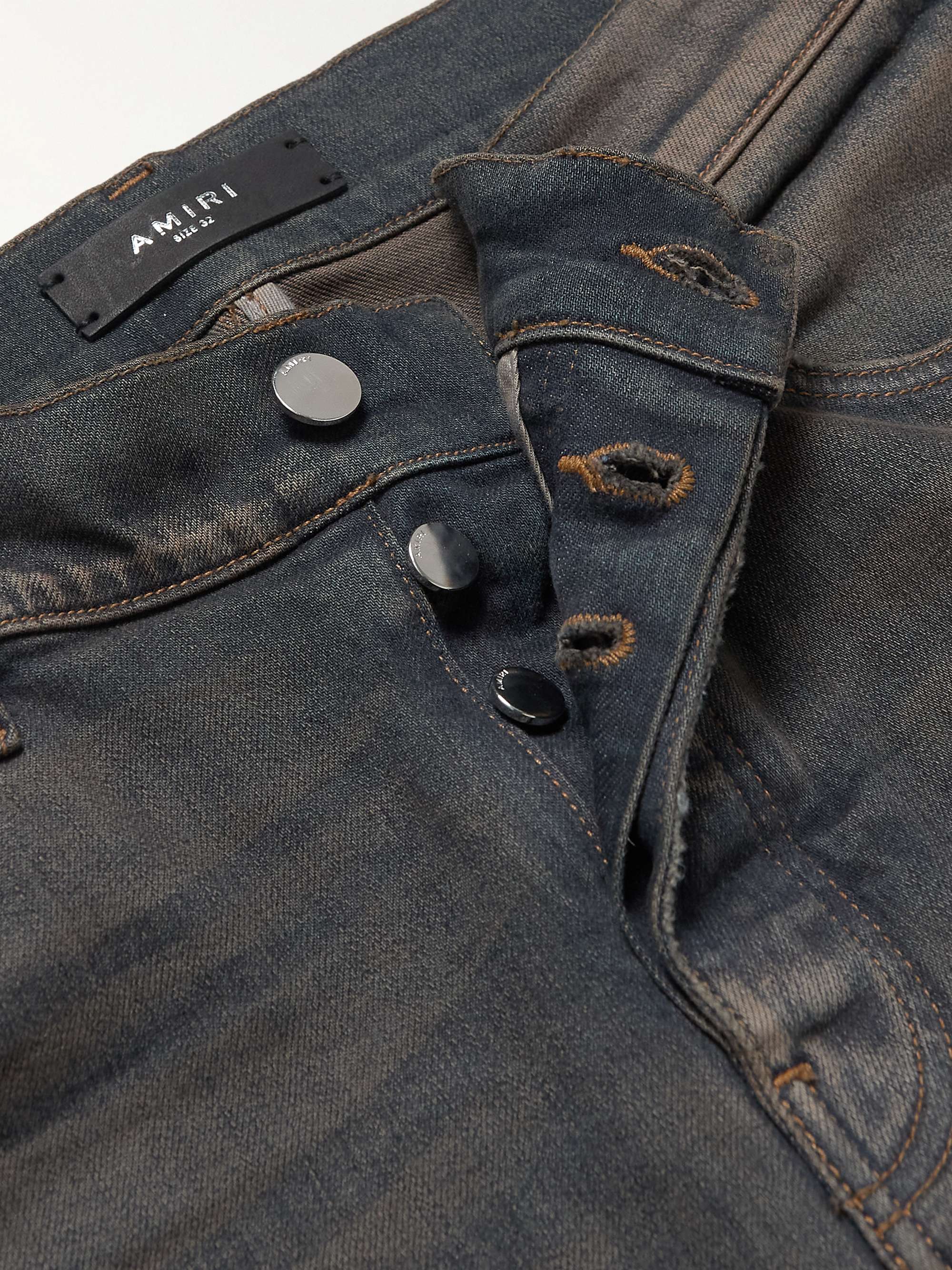 AMIRI MX1 Skinny-Fit Panelled Distressed Jeans for Men | MR PORTER