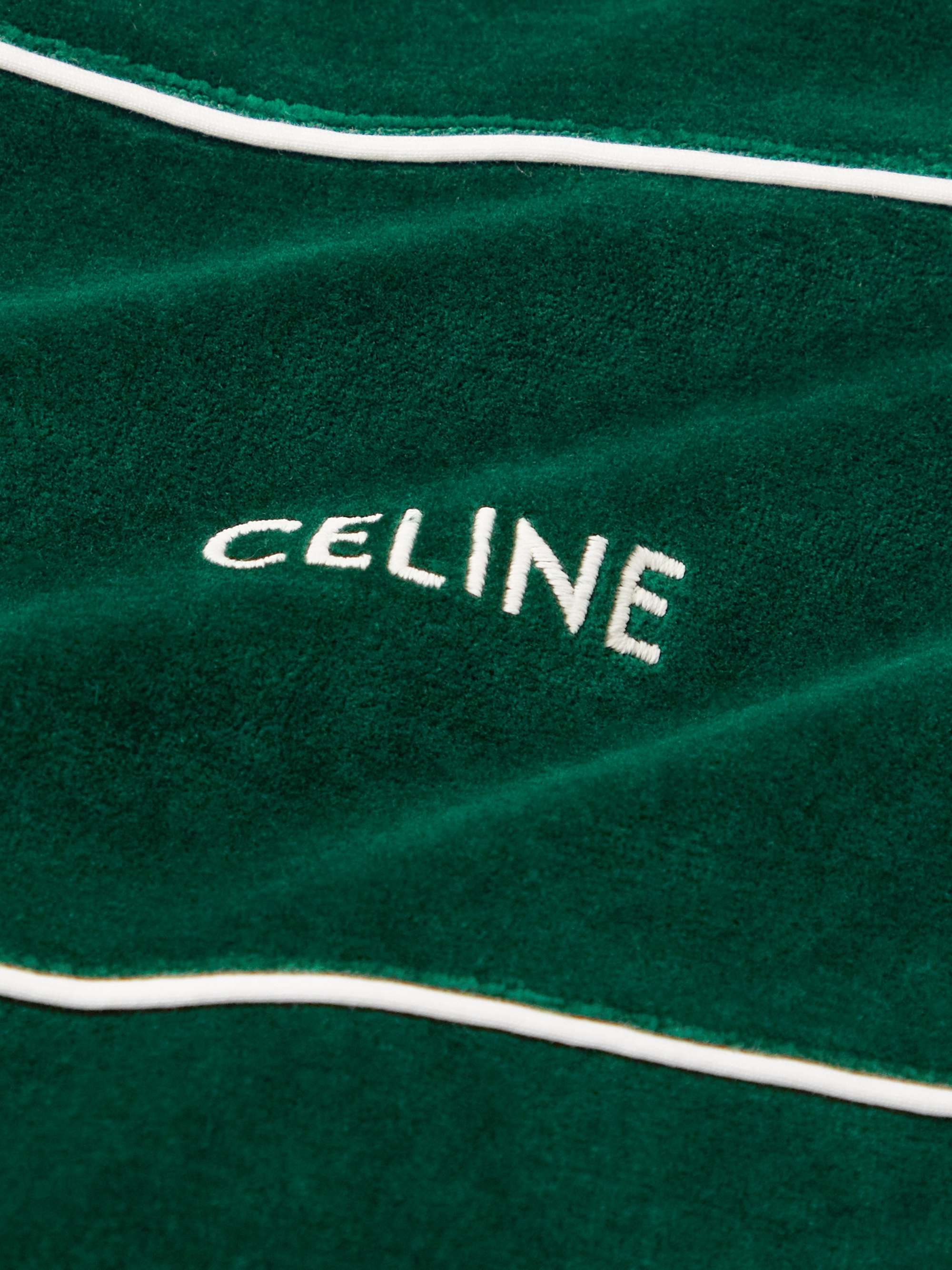 CELINE Logo-Embroidered Cotton-Blend Velour Track Jacket