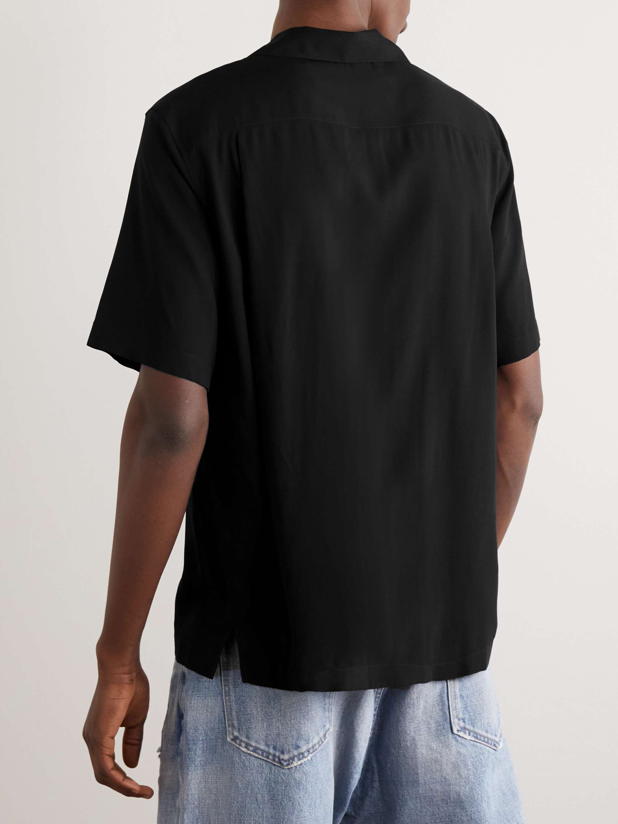CELINE HOMME Convertible-Collar Studded Satin Shirt