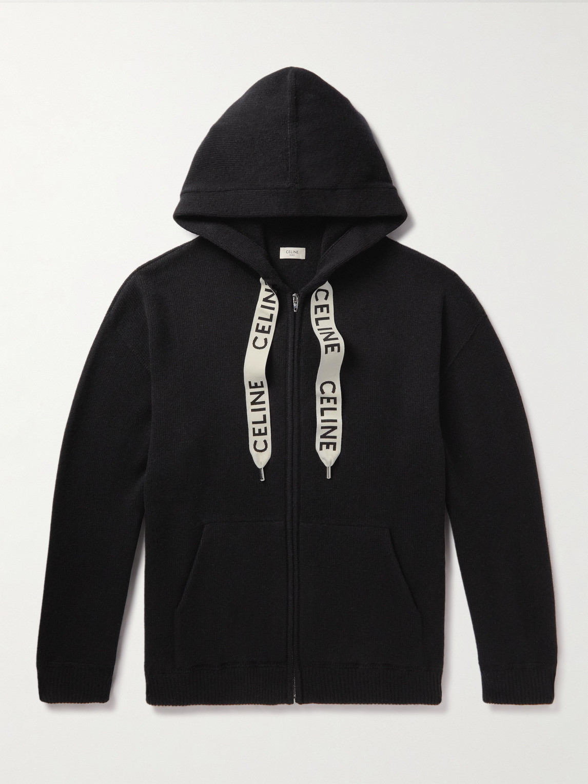 CELINE OVERSIZED WOOL AND CASHMERE-BLEND ZIP-UP HOODIE