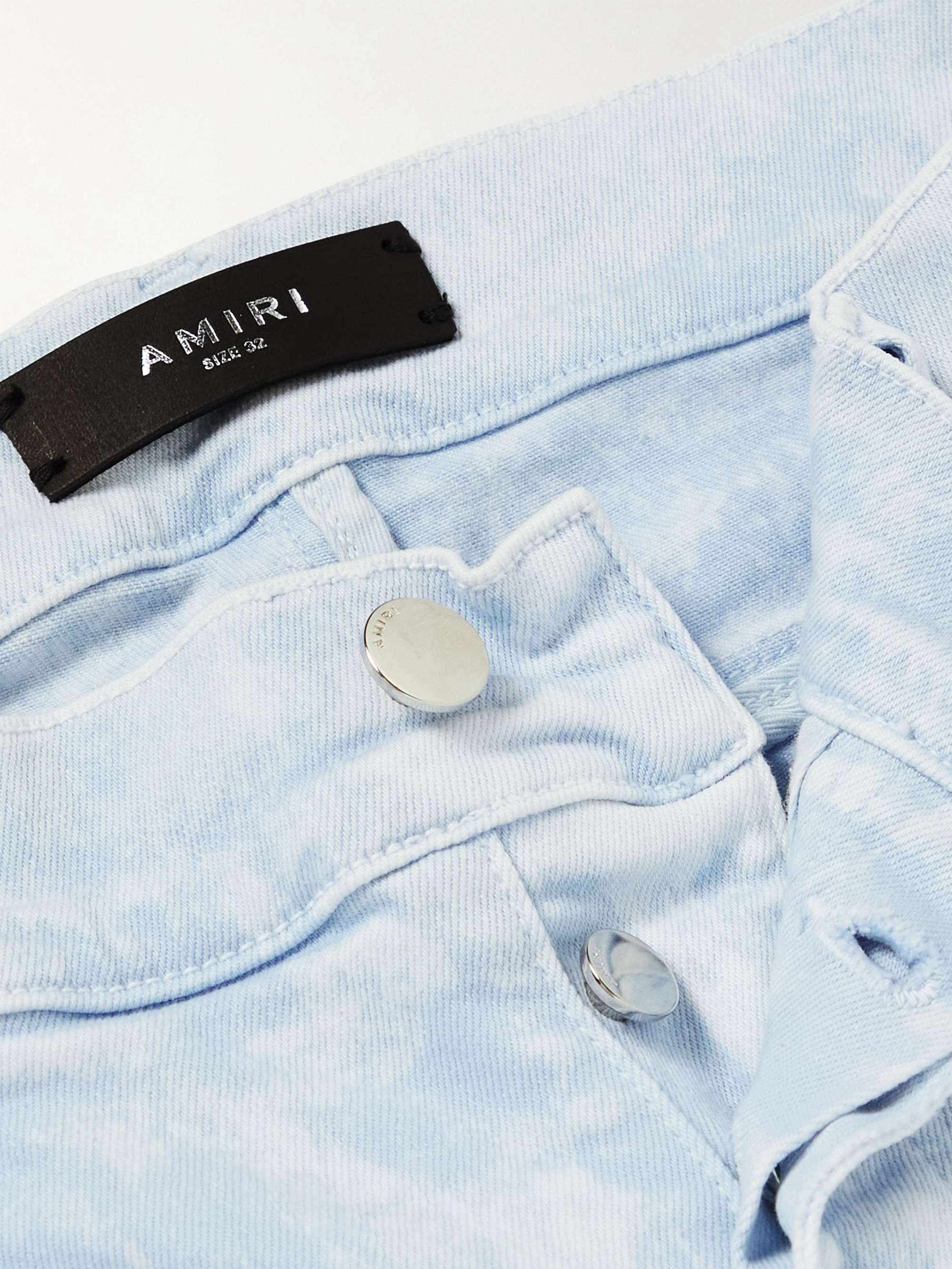 AMIRI MX1 Skinny-Fit Distressed Leather-Panelled Jeans