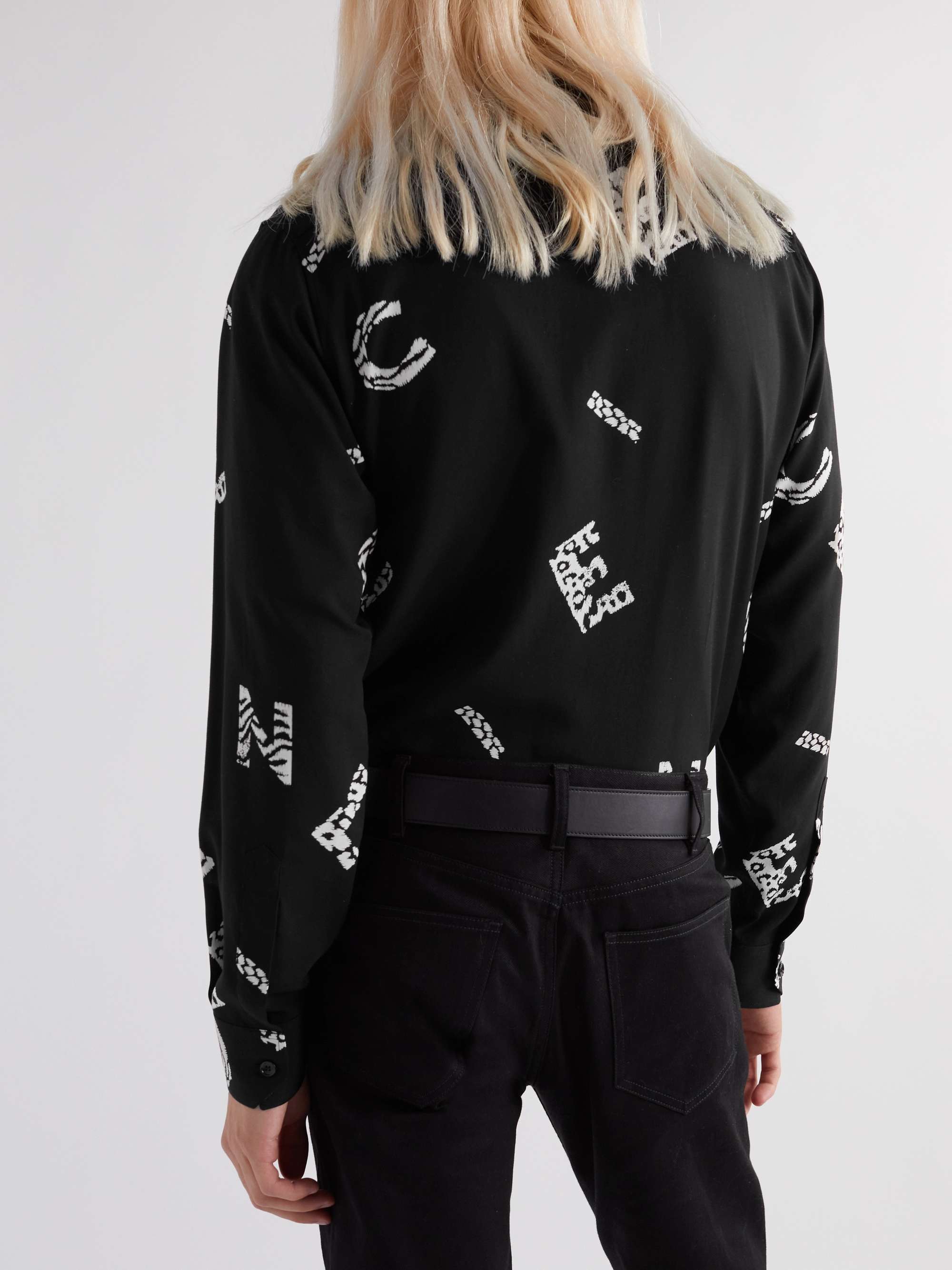 CELINE HOMME Slim-Fit Logo-Print Woven Shirt